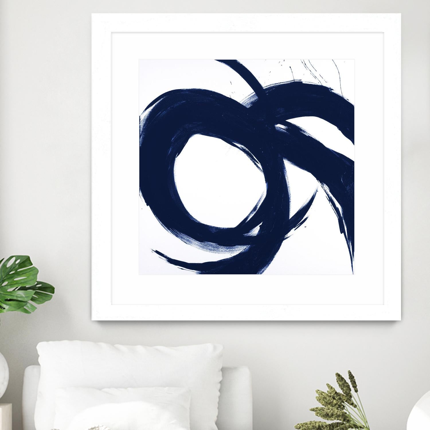Navy Circular Strokes II by Megan Morris on GIANT ART - white black & white