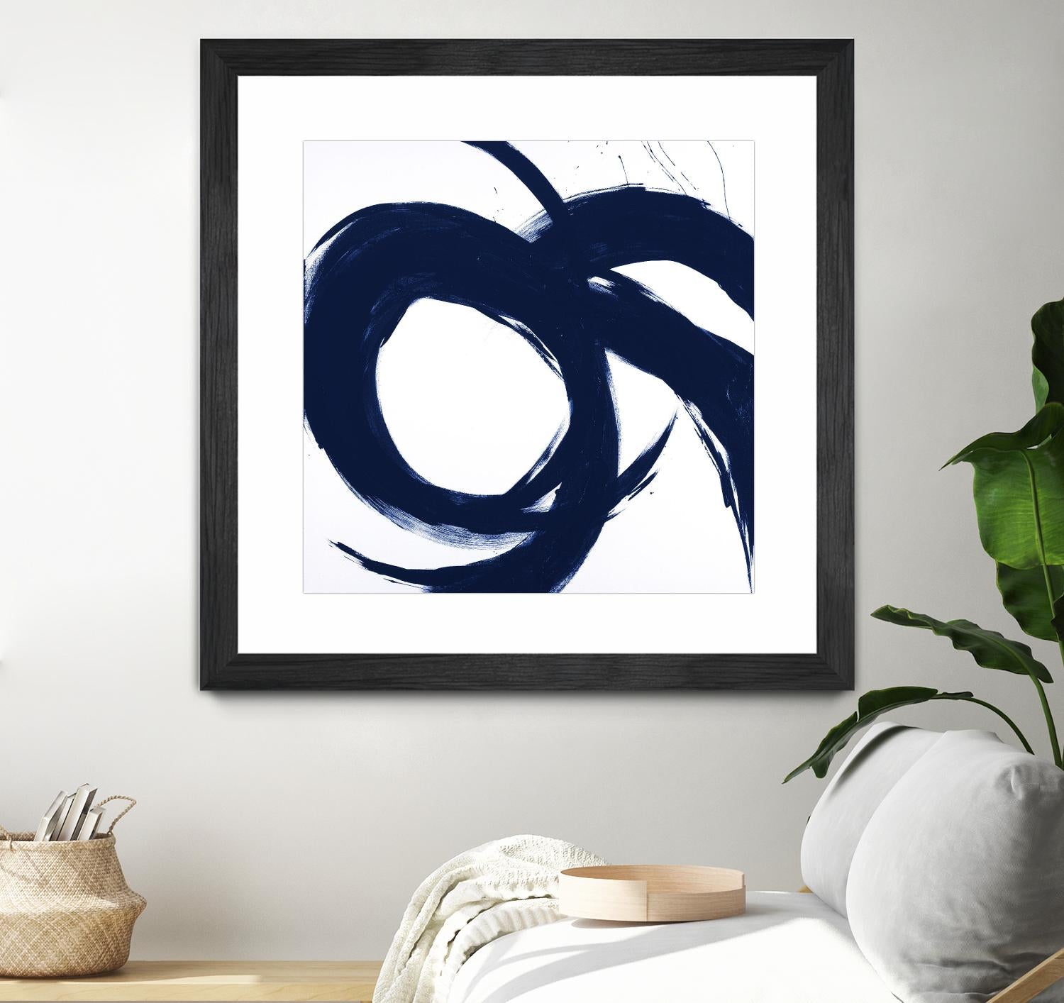 Navy Circular Strokes II by Megan Morris on GIANT ART - white black & white