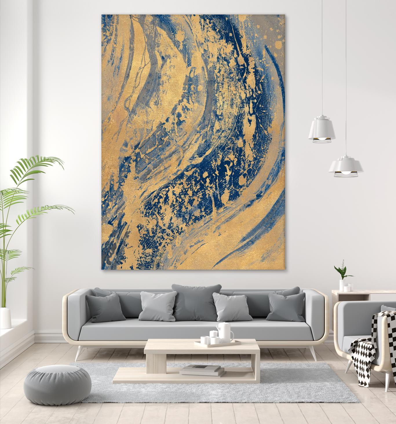 Blue And Gold Wave by Patricia Pinto on GIANT ART - abstract