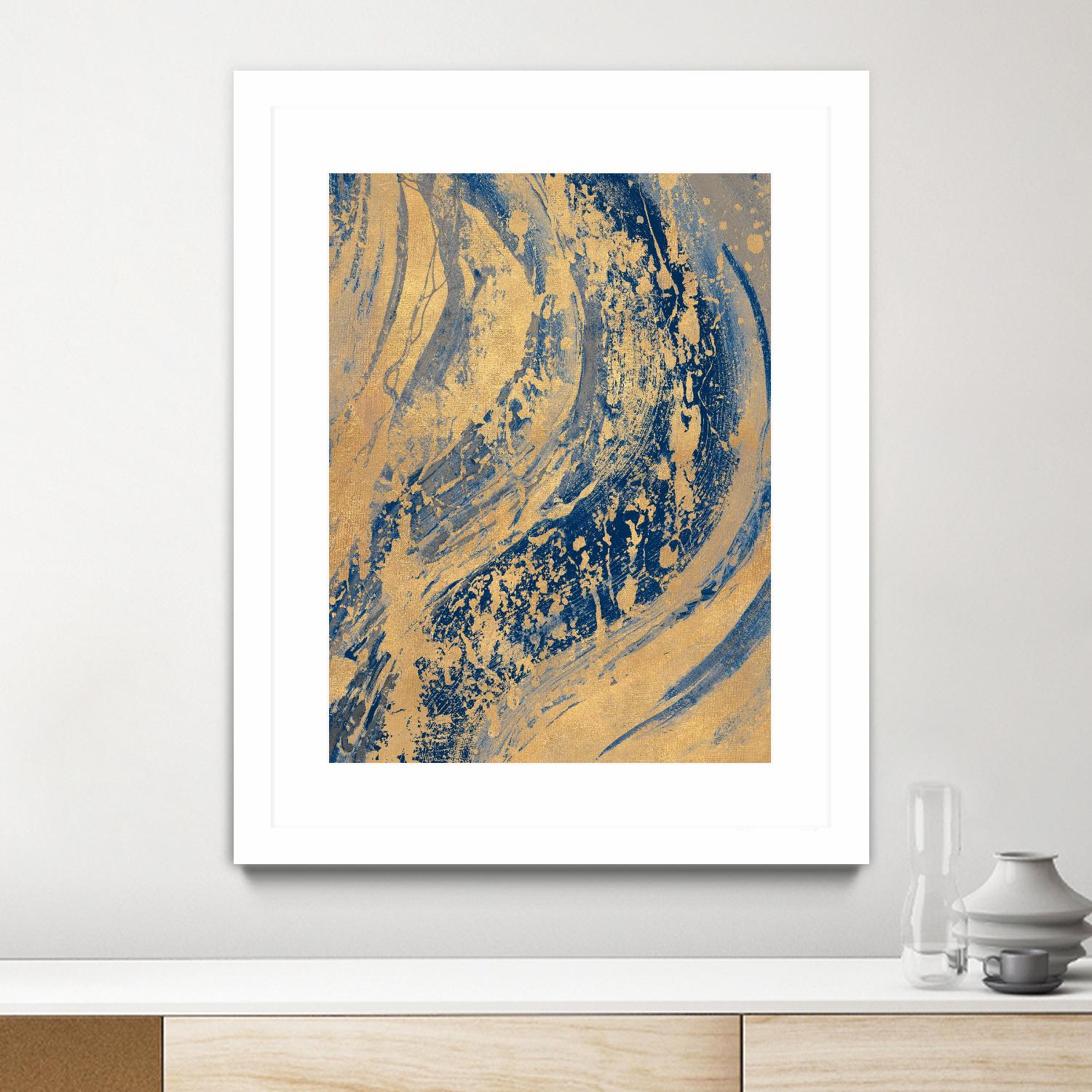 Blue And Gold Wave by Patricia Pinto on GIANT ART - abstract