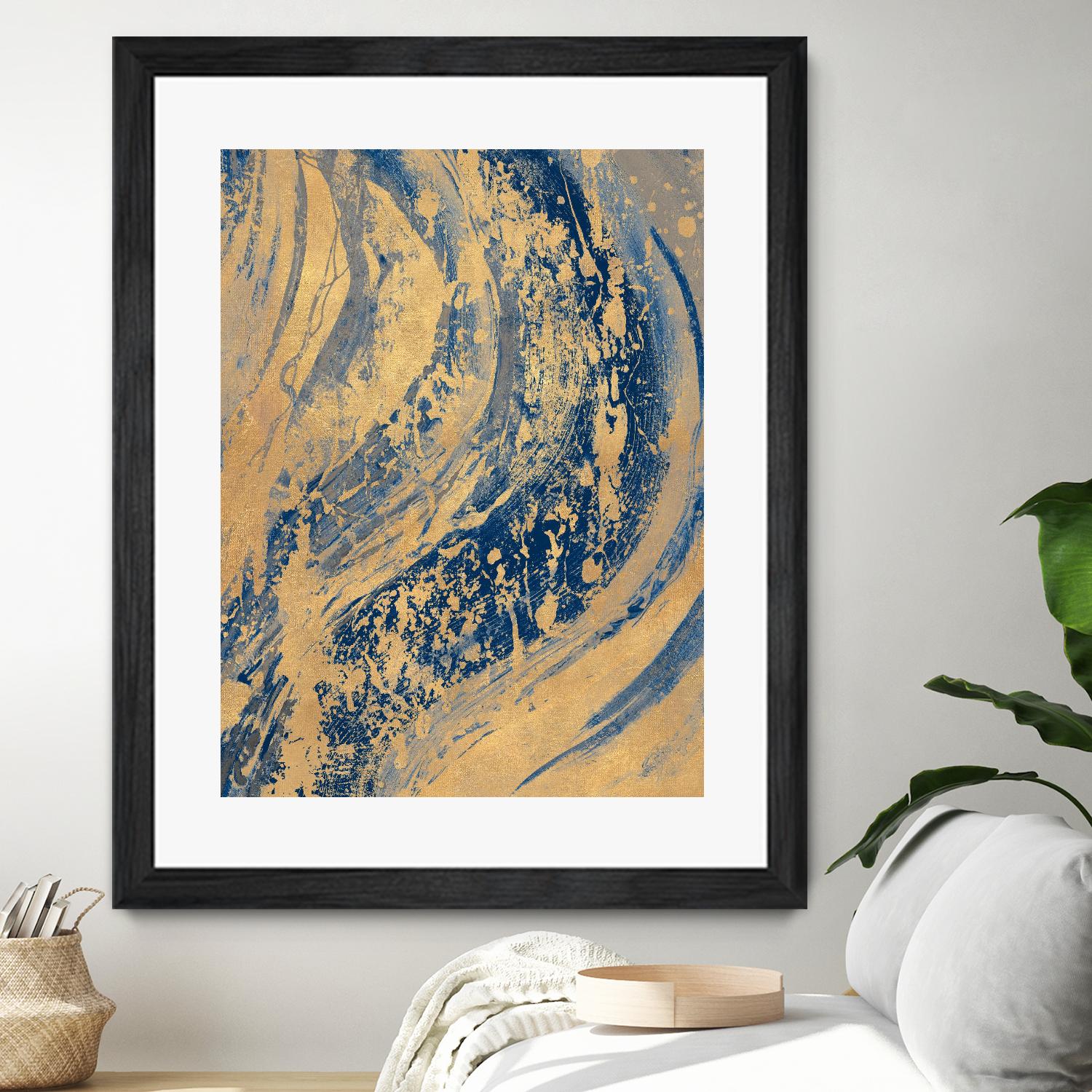 Blue And Gold Wave by Patricia Pinto on GIANT ART - abstract