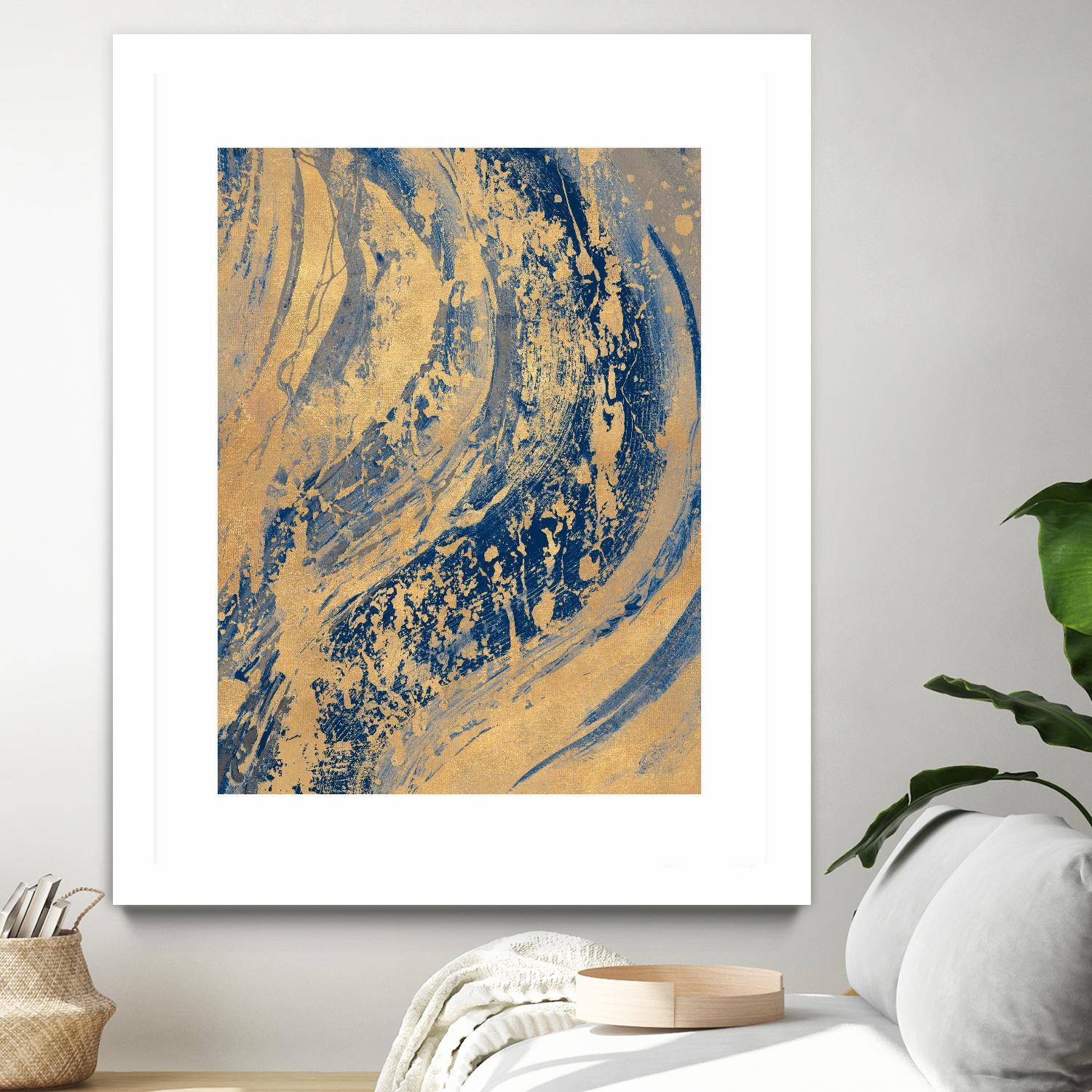 Blue And Gold Wave by Patricia Pinto on GIANT ART - abstract