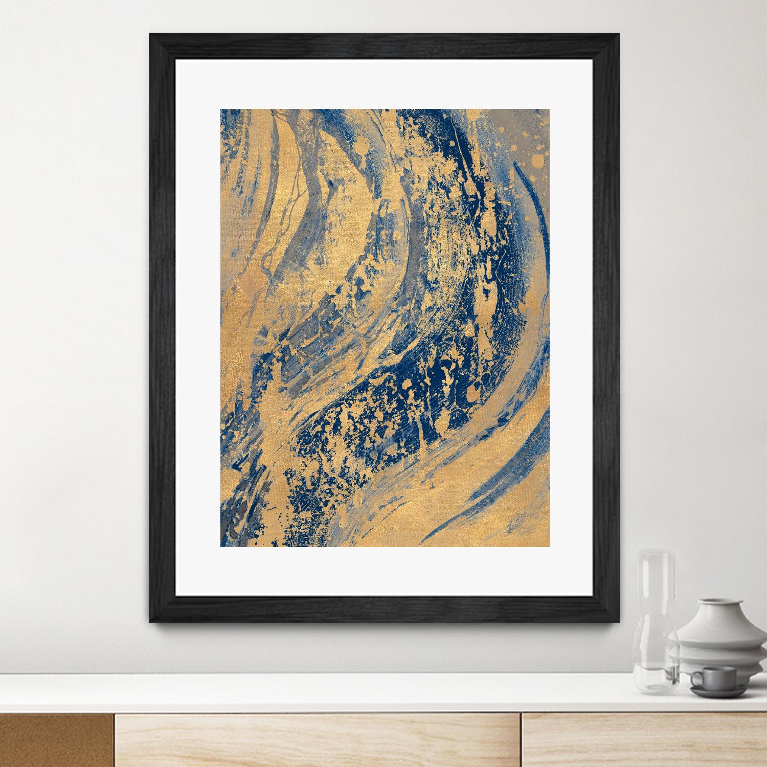 Blue And Gold Wave by Patricia Pinto on GIANT ART - abstract