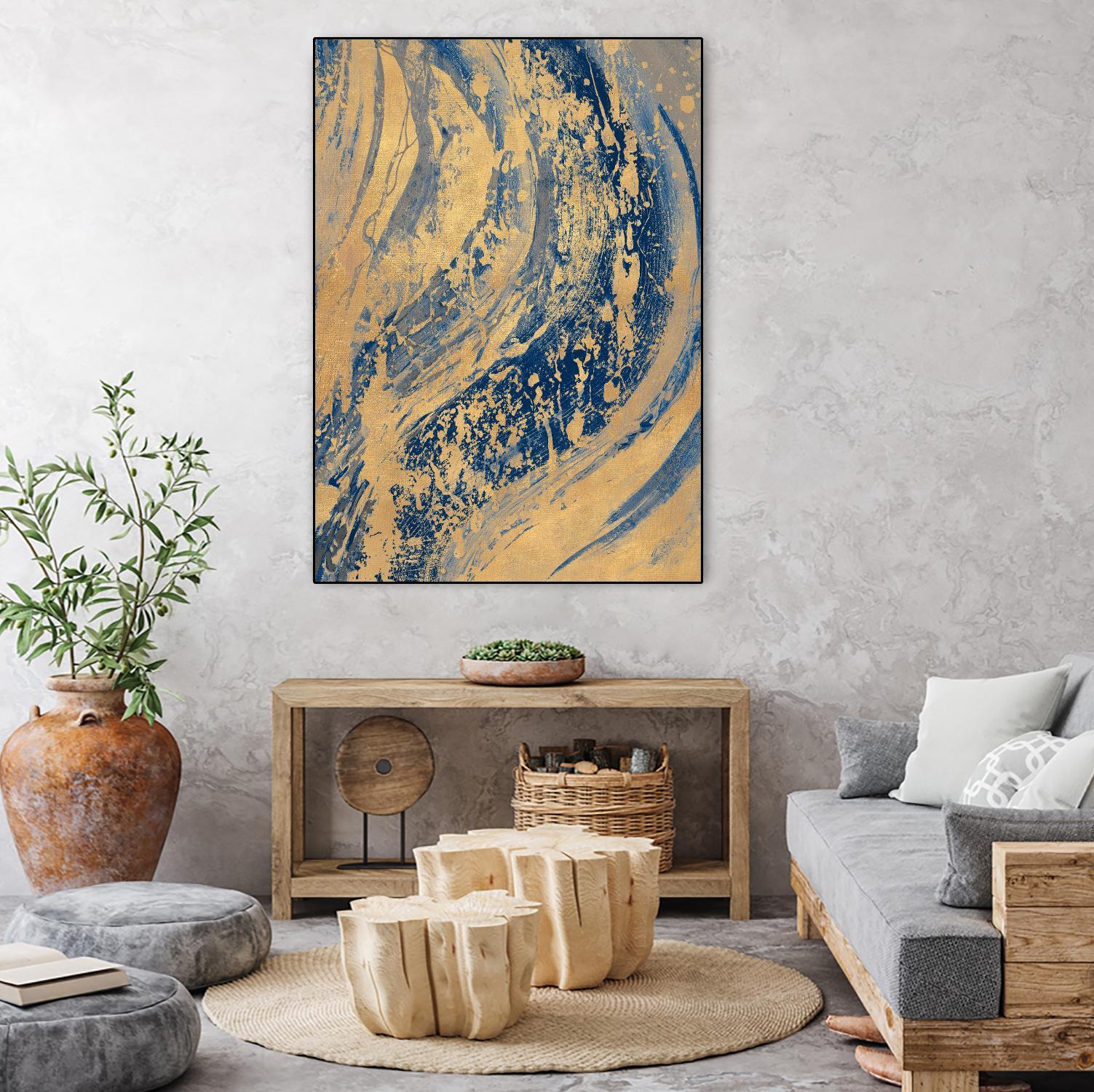 Blue And Gold Wave by Patricia Pinto on GIANT ART - abstract