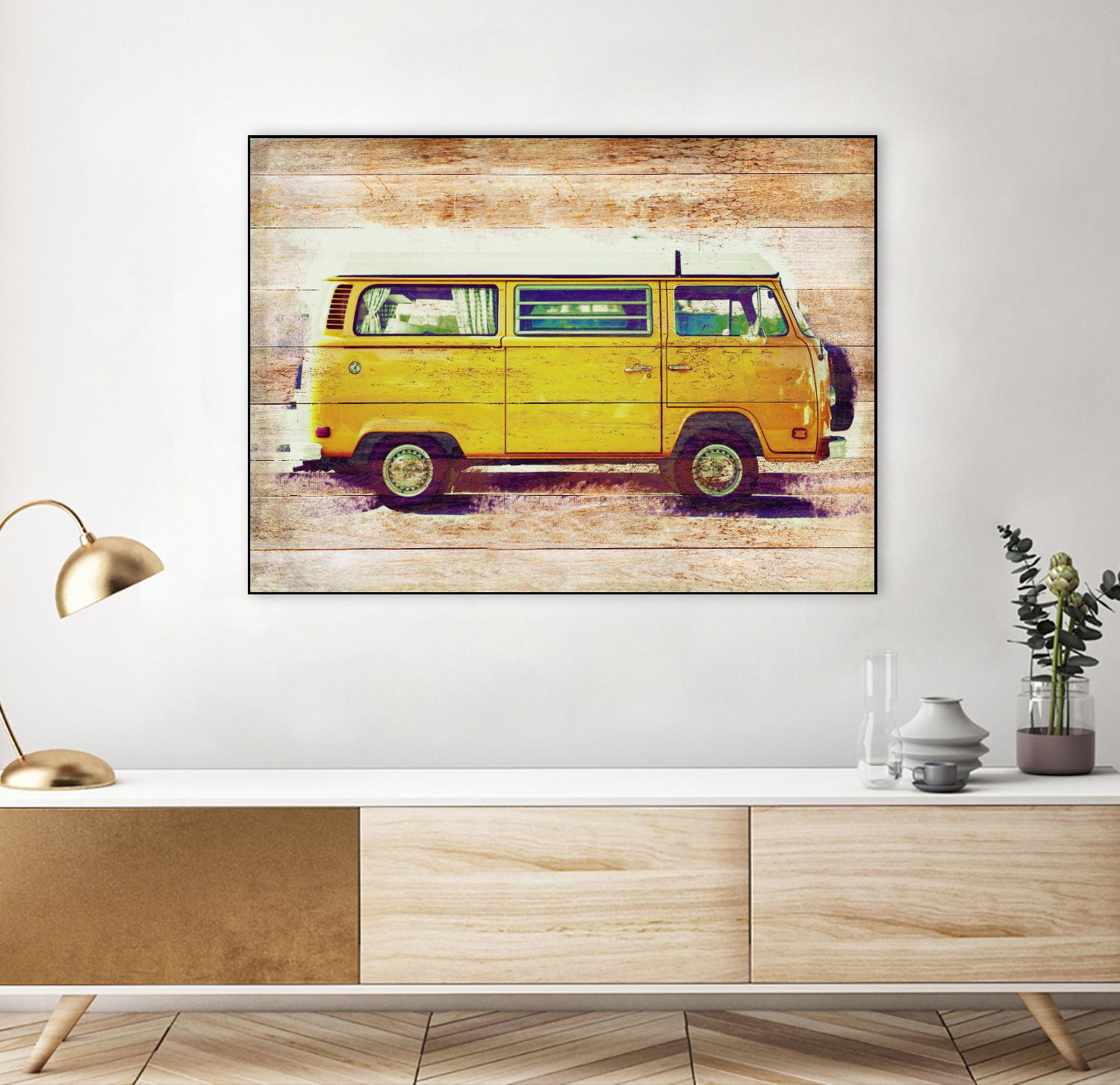 Beach Van on Wood I by Sd Graphics Studio on GIANT ART - decorative