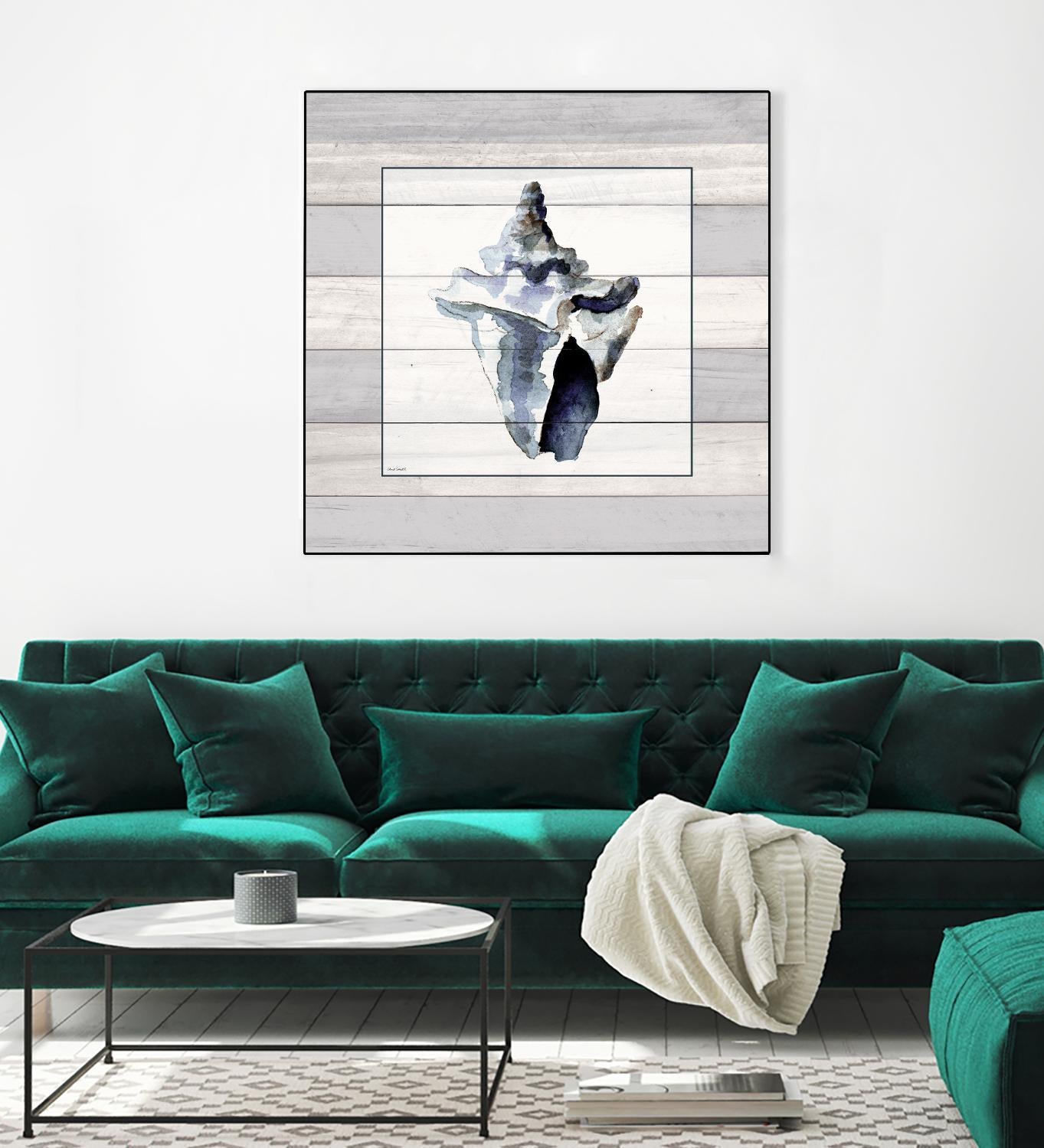 Muted Blue Sea Conch On Wood by Lanie Loreth on GIANT ART - coastal