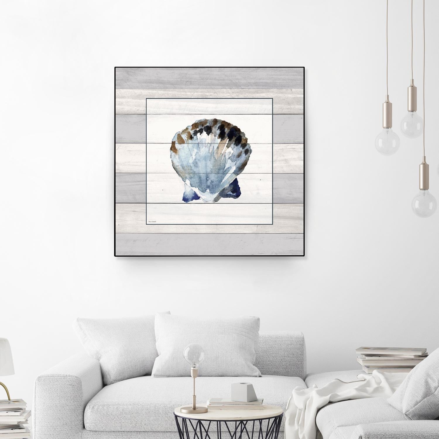 Muted Blue Sea Shell on Wood by Lanie Loreth on GIANT ART - coastal