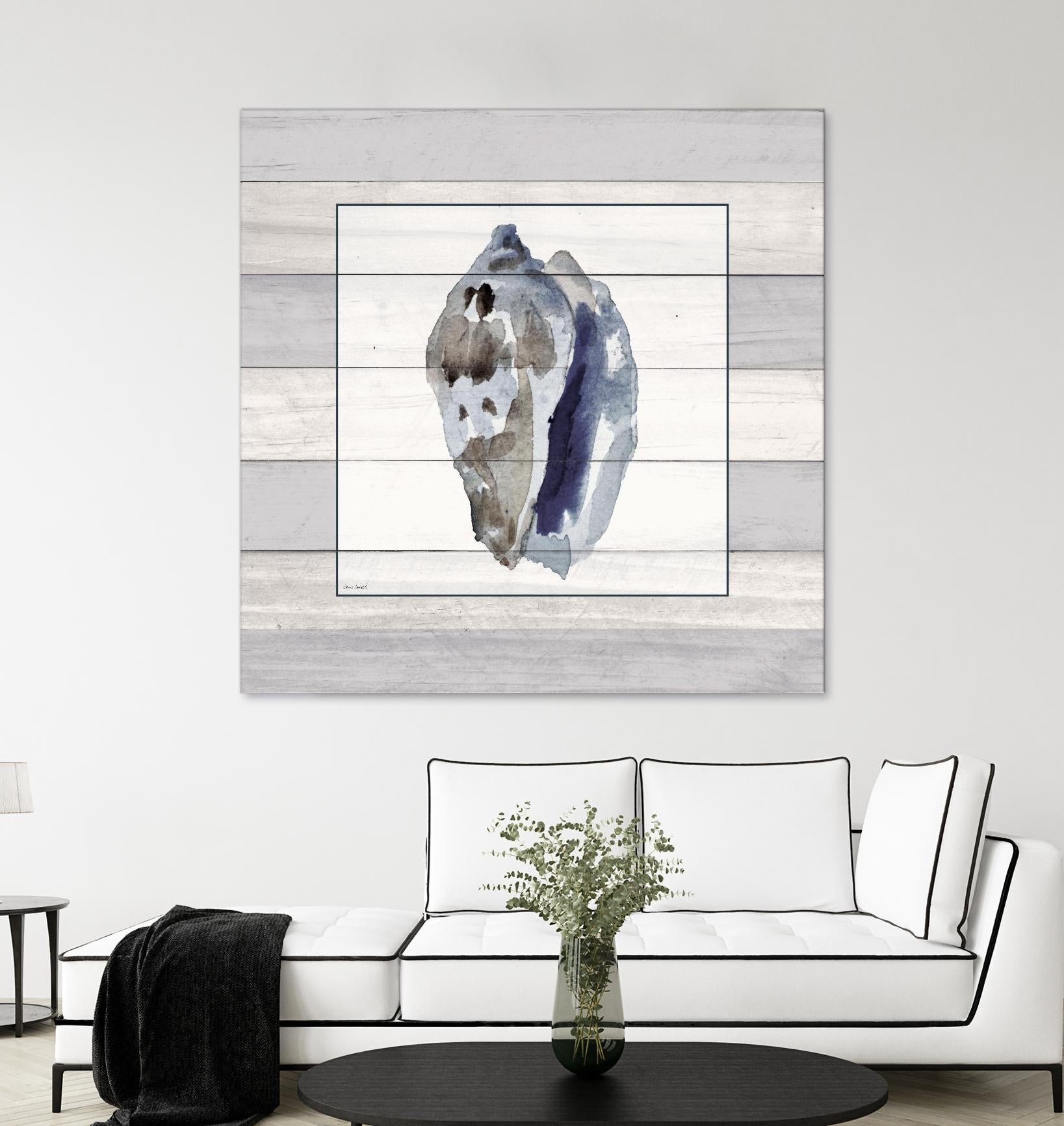 Muted Blue Conch on Wood by Lanie Loreth on GIANT ART - coastal