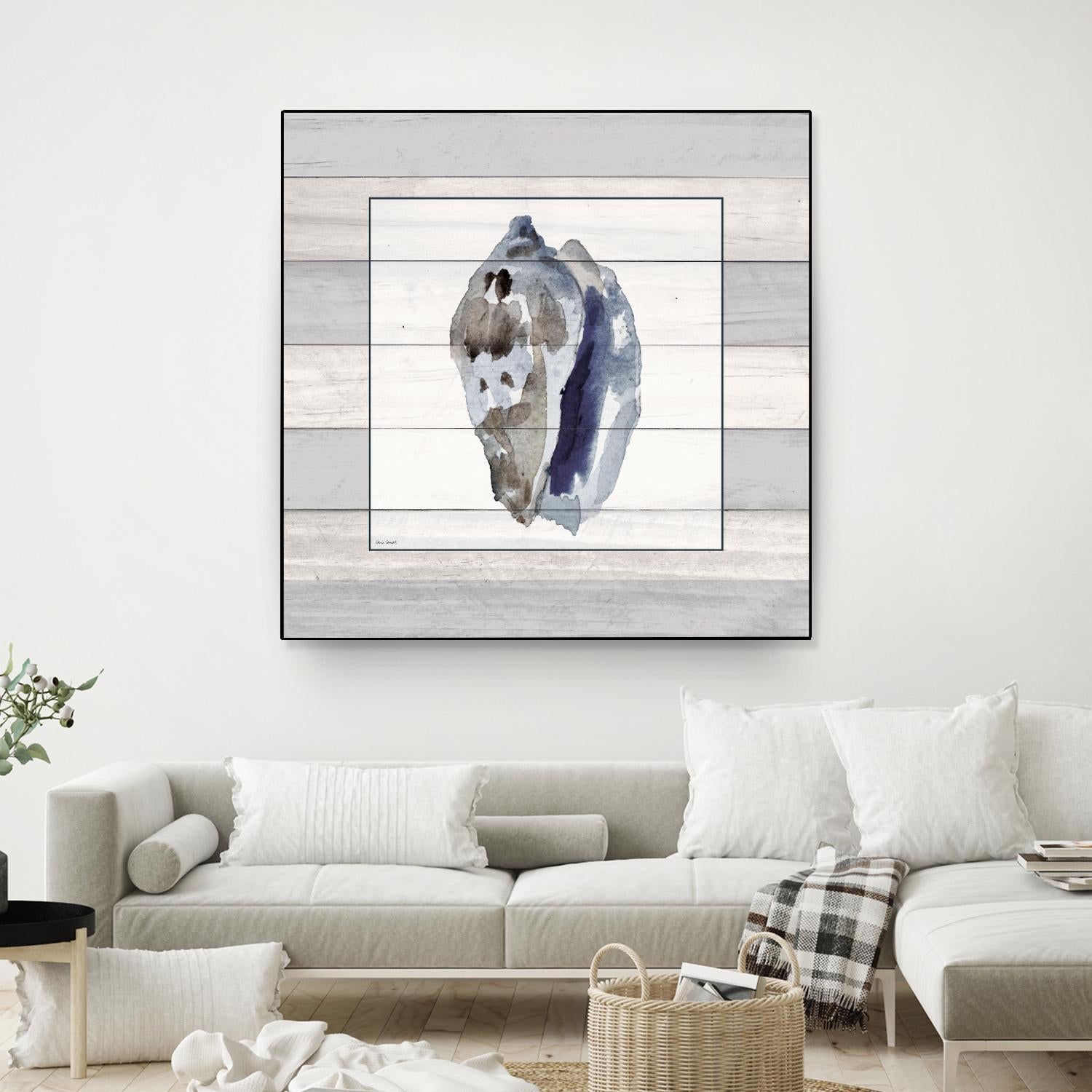 Muted Blue Conch on Wood by Lanie Loreth on GIANT ART - coastal