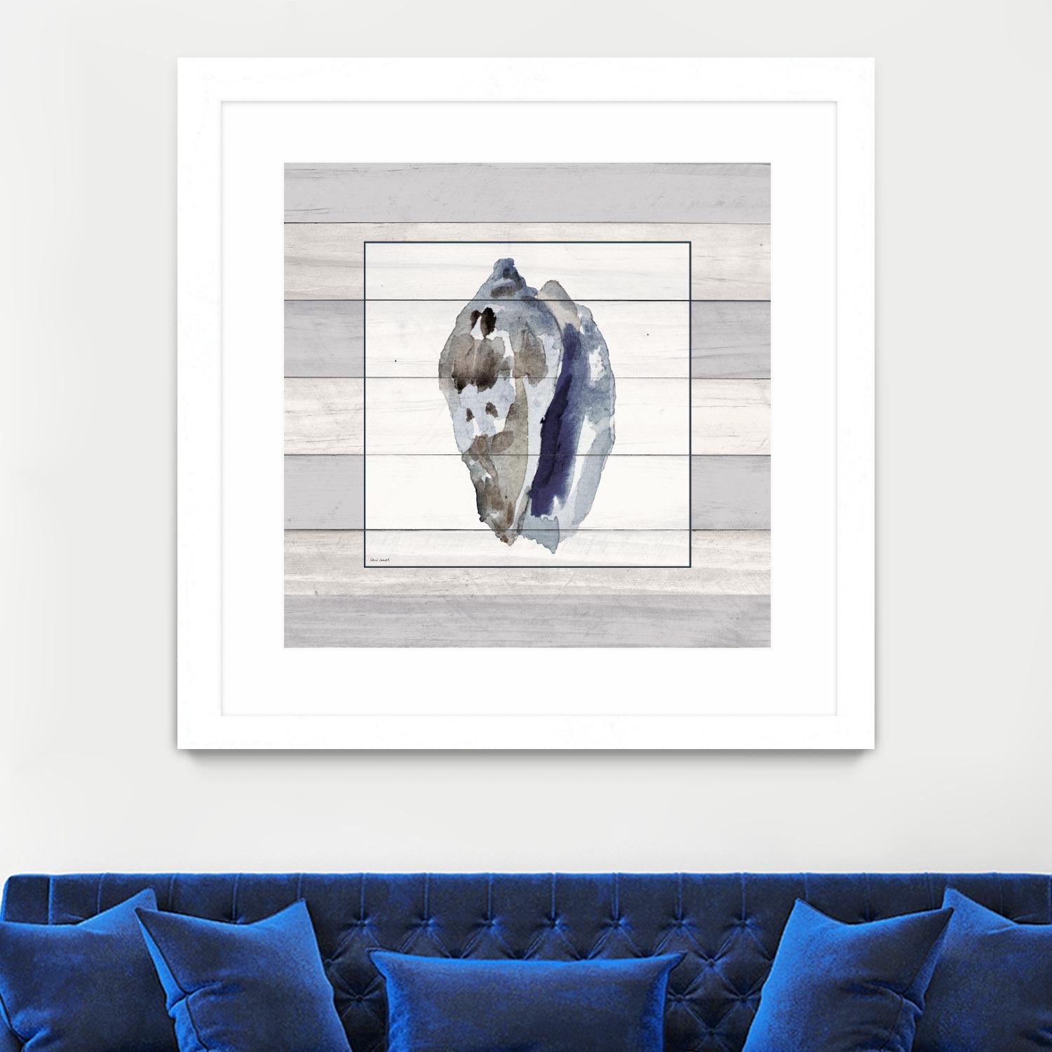 Muted Blue Conch on Wood by Lanie Loreth on GIANT ART - coastal