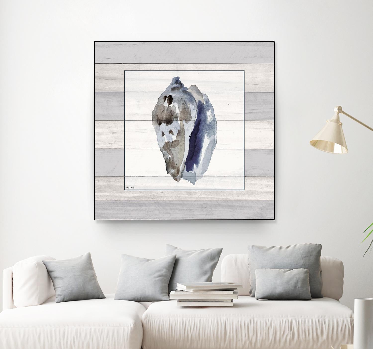 Muted Blue Conch on Wood by Lanie Loreth on GIANT ART - coastal