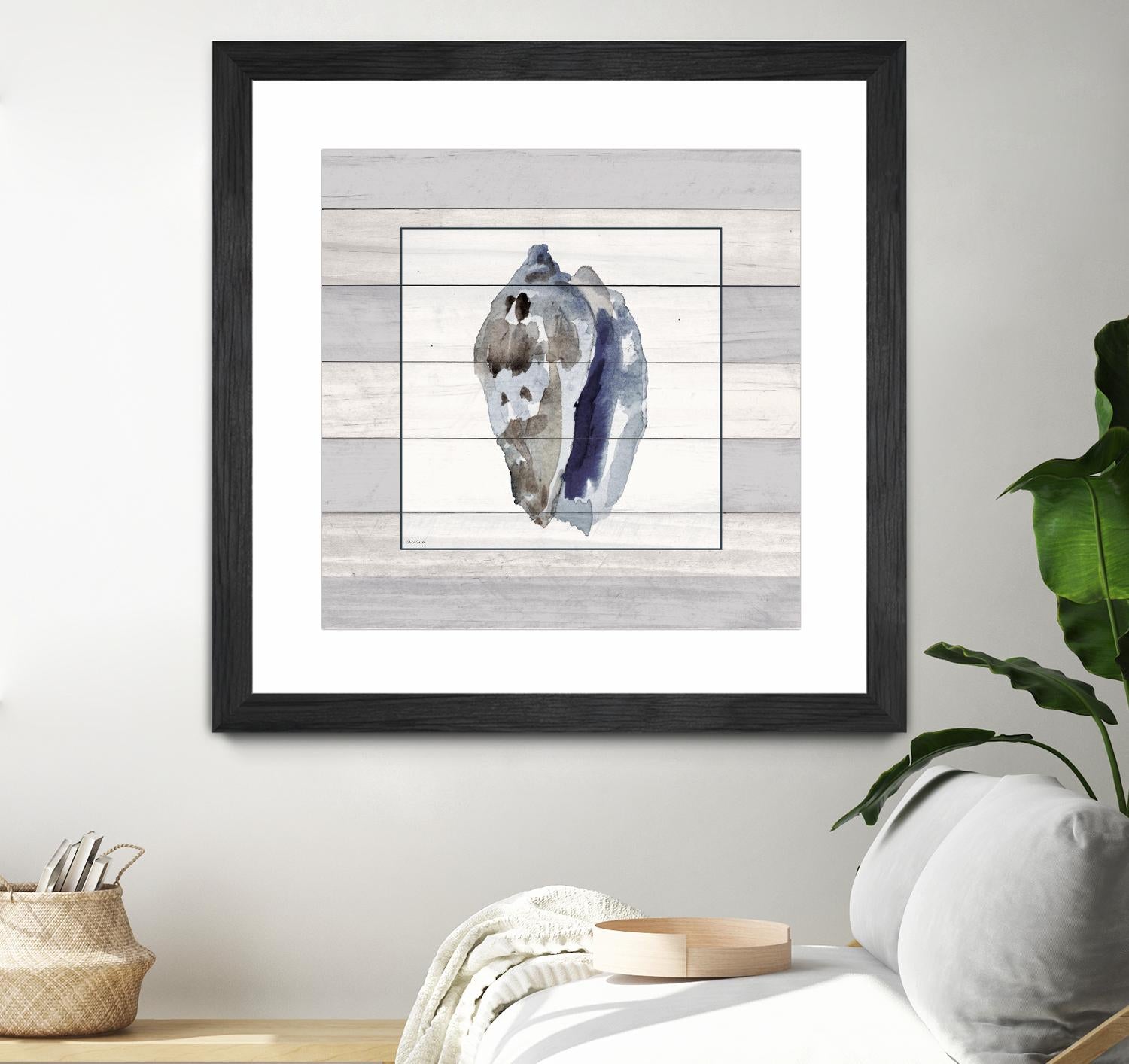 Muted Blue Conch on Wood by Lanie Loreth on GIANT ART - coastal