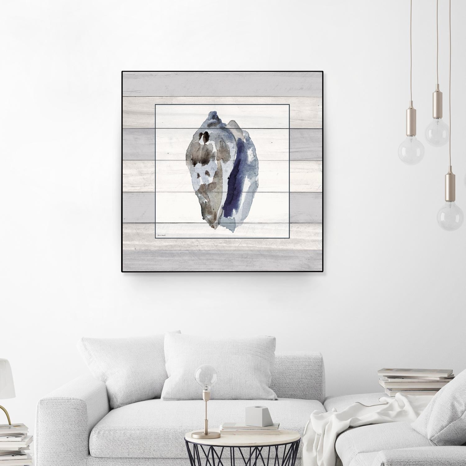 Muted Blue Conch on Wood by Lanie Loreth on GIANT ART - coastal