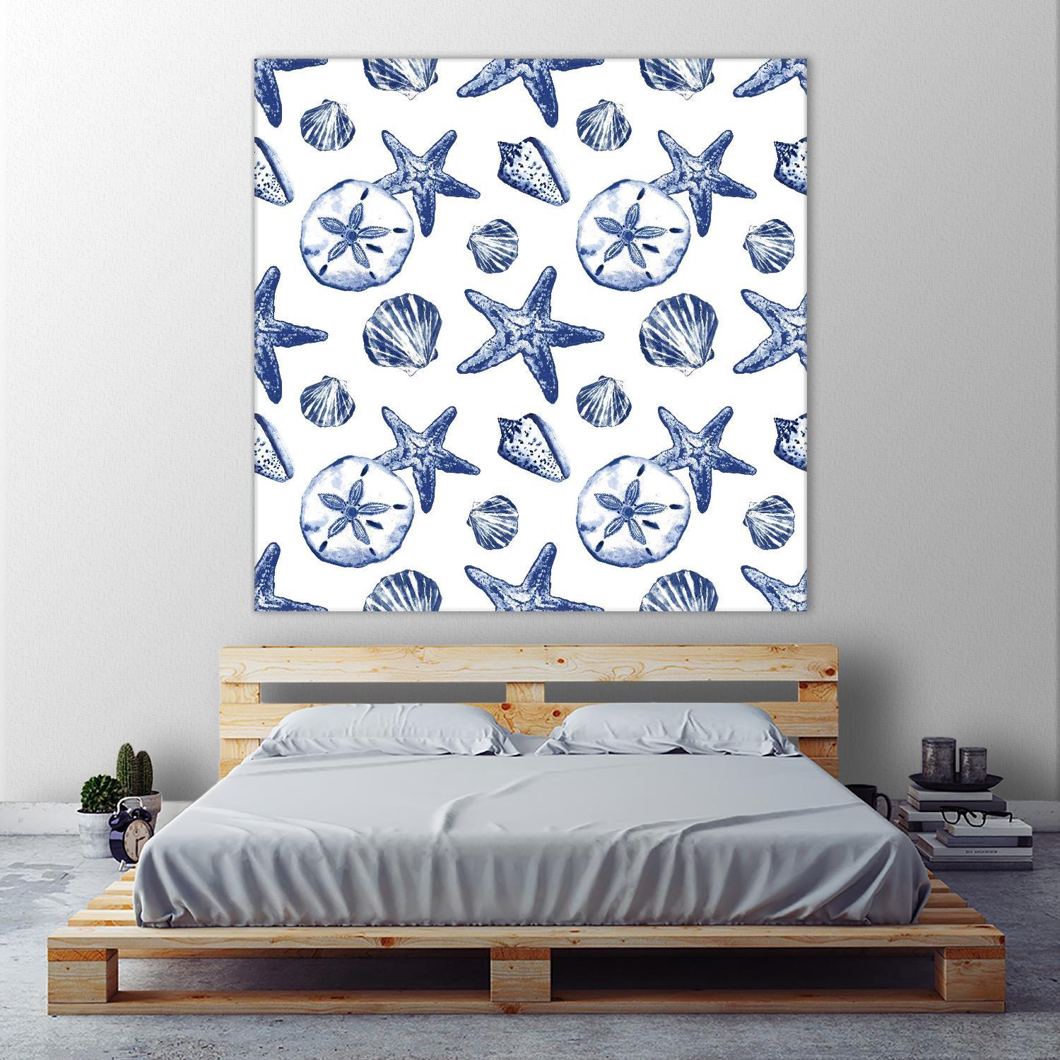Deep Ocean Treasures White Pattern by Janice Gaynor on GIANT ART - coastal pattern