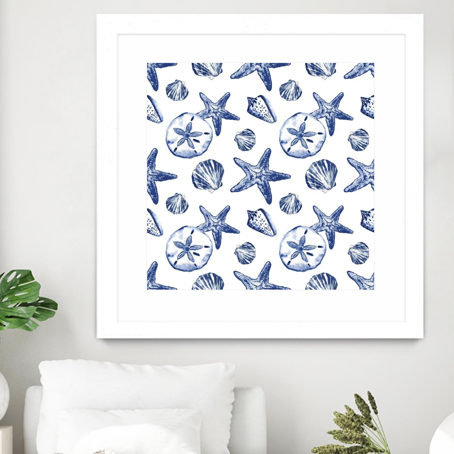 Deep Ocean Treasures White Pattern by Janice Gaynor on GIANT ART - coastal pattern