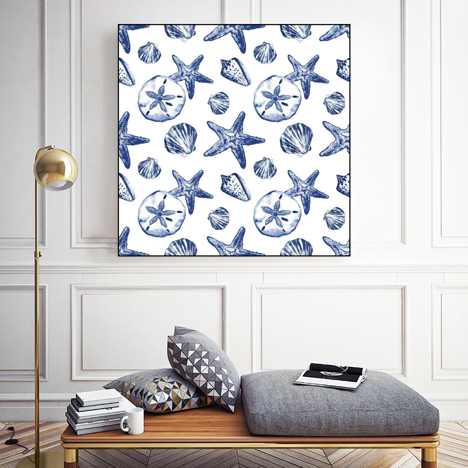 Deep Ocean Treasures White Pattern by Janice Gaynor on GIANT ART - coastal pattern