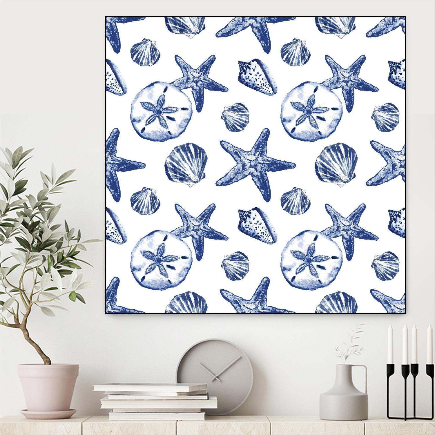 Deep Ocean Treasures White Pattern by Janice Gaynor on GIANT ART - coastal pattern