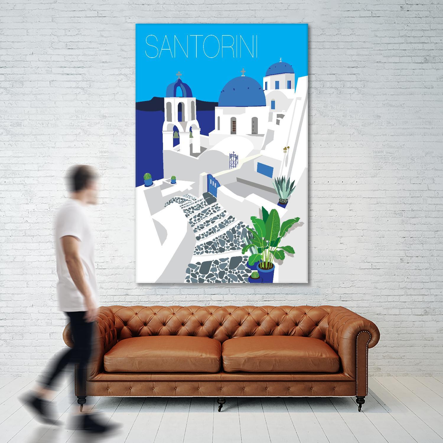 Santorini Against Blue Sky by Jen Bucheli on GIANT ART - architecture travel