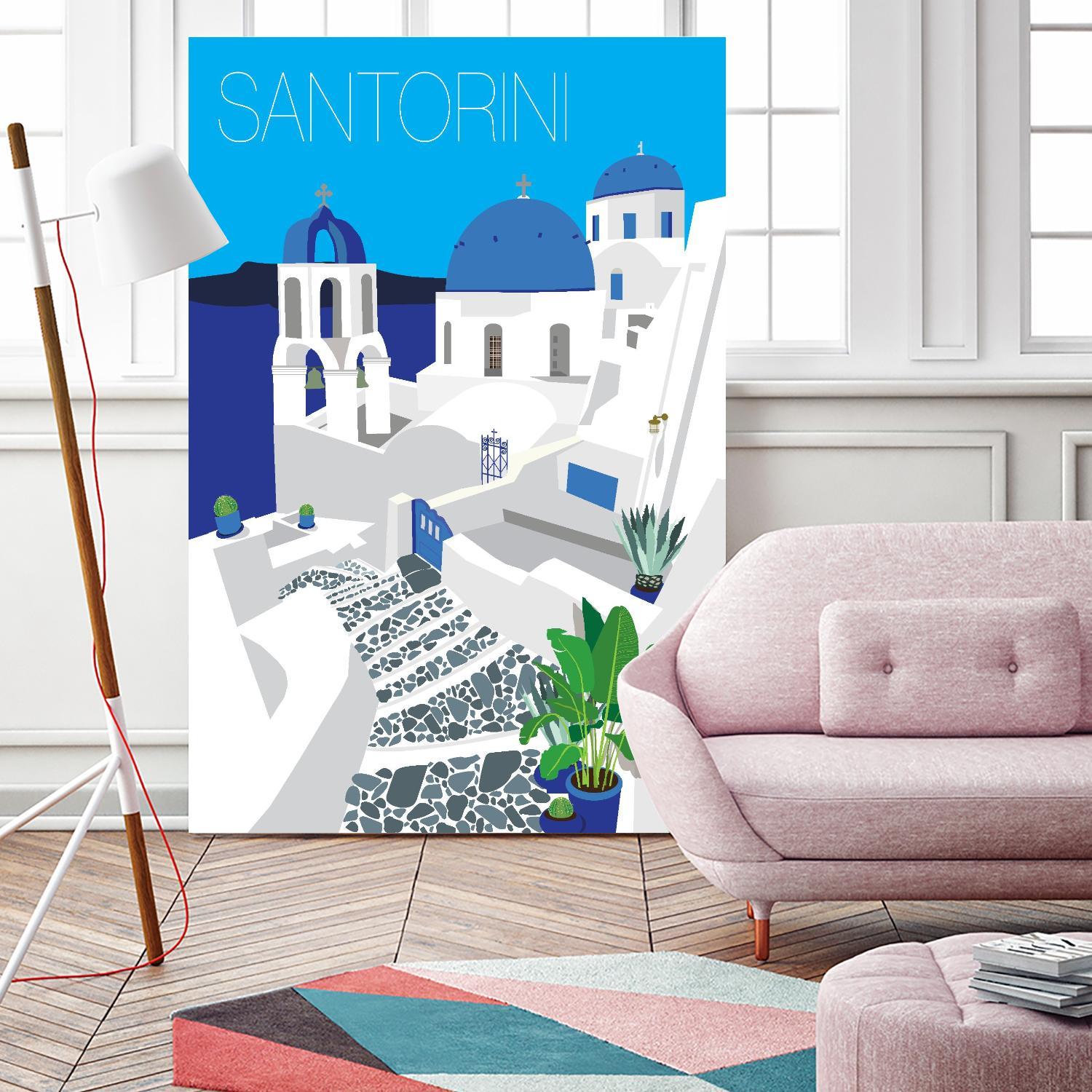 Santorini Against Blue Sky by Jen Bucheli on GIANT ART - architecture travel