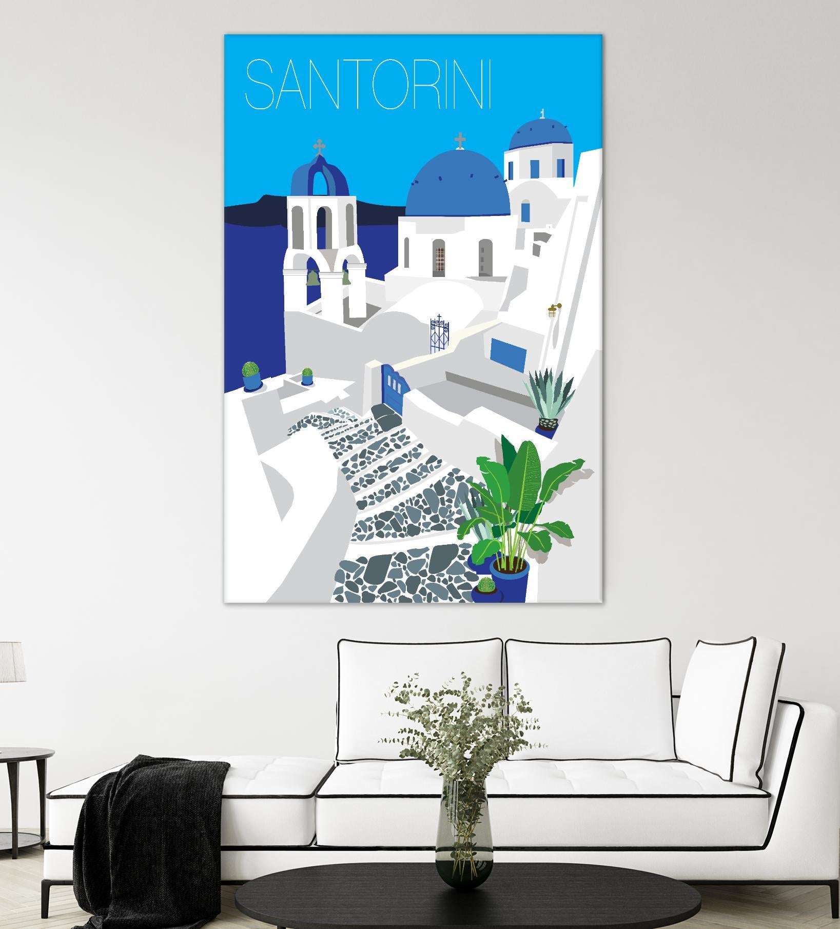 Santorini Against Blue Sky by Jen Bucheli on GIANT ART - architecture travel