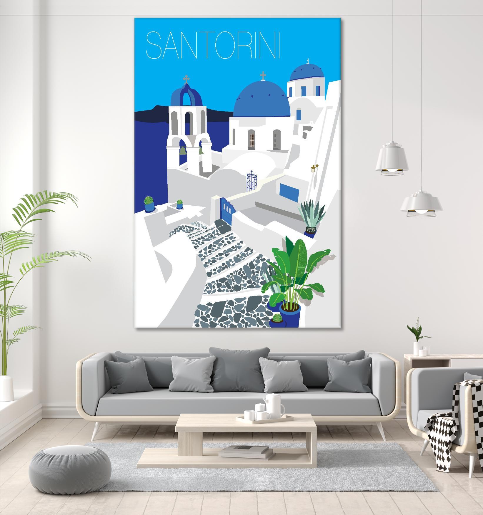 Santorini Against Blue Sky by Jen Bucheli on GIANT ART - architecture travel