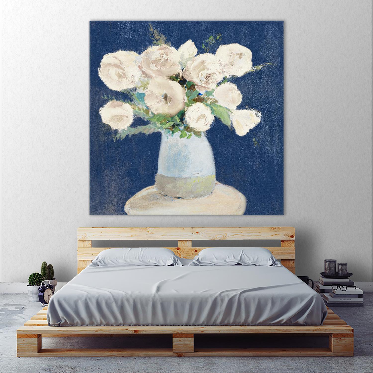 Peonies on Navy by Lanie Loreth on GIANT ART - floral