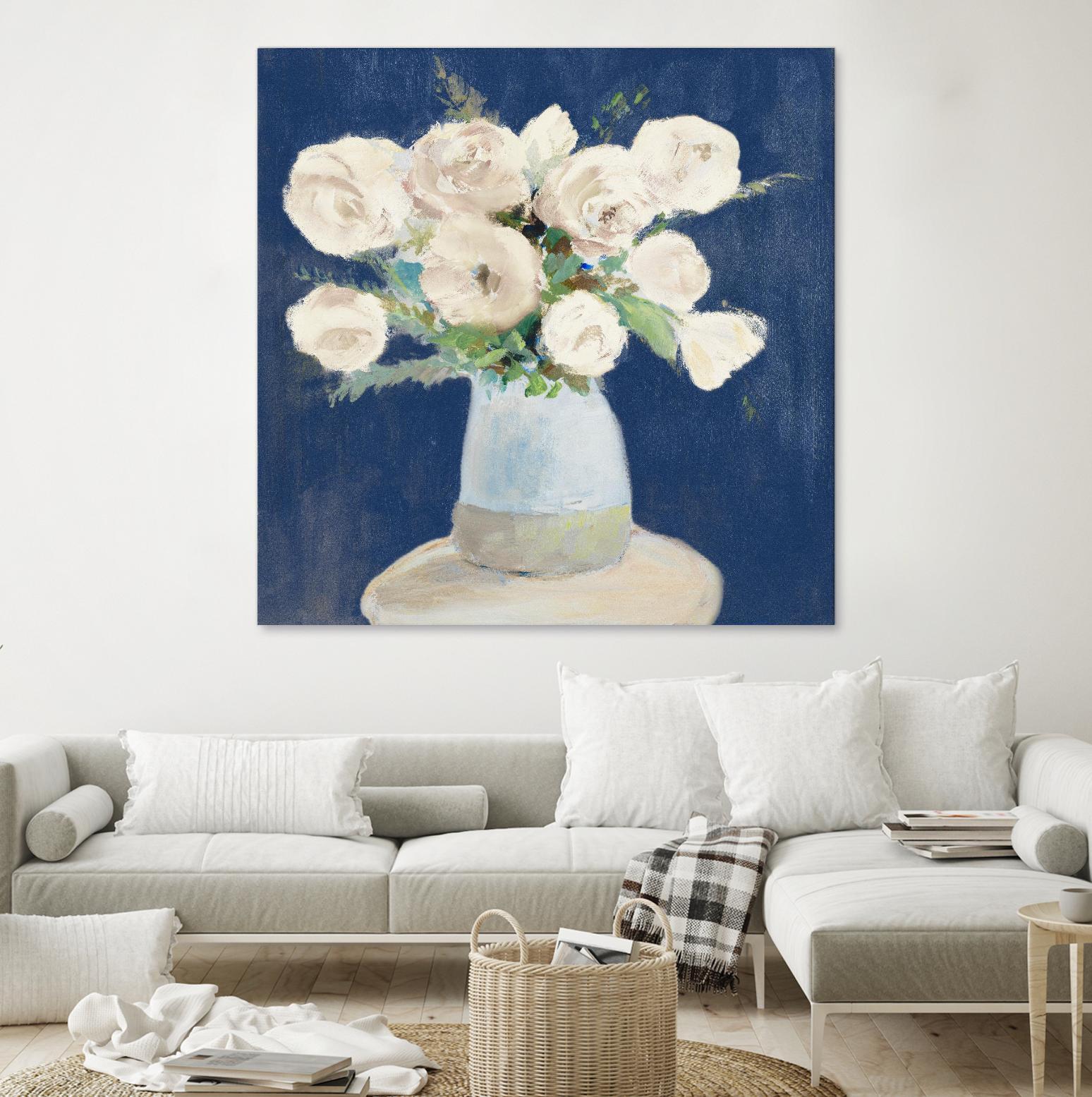 Peonies on Navy by Lanie Loreth on GIANT ART - floral