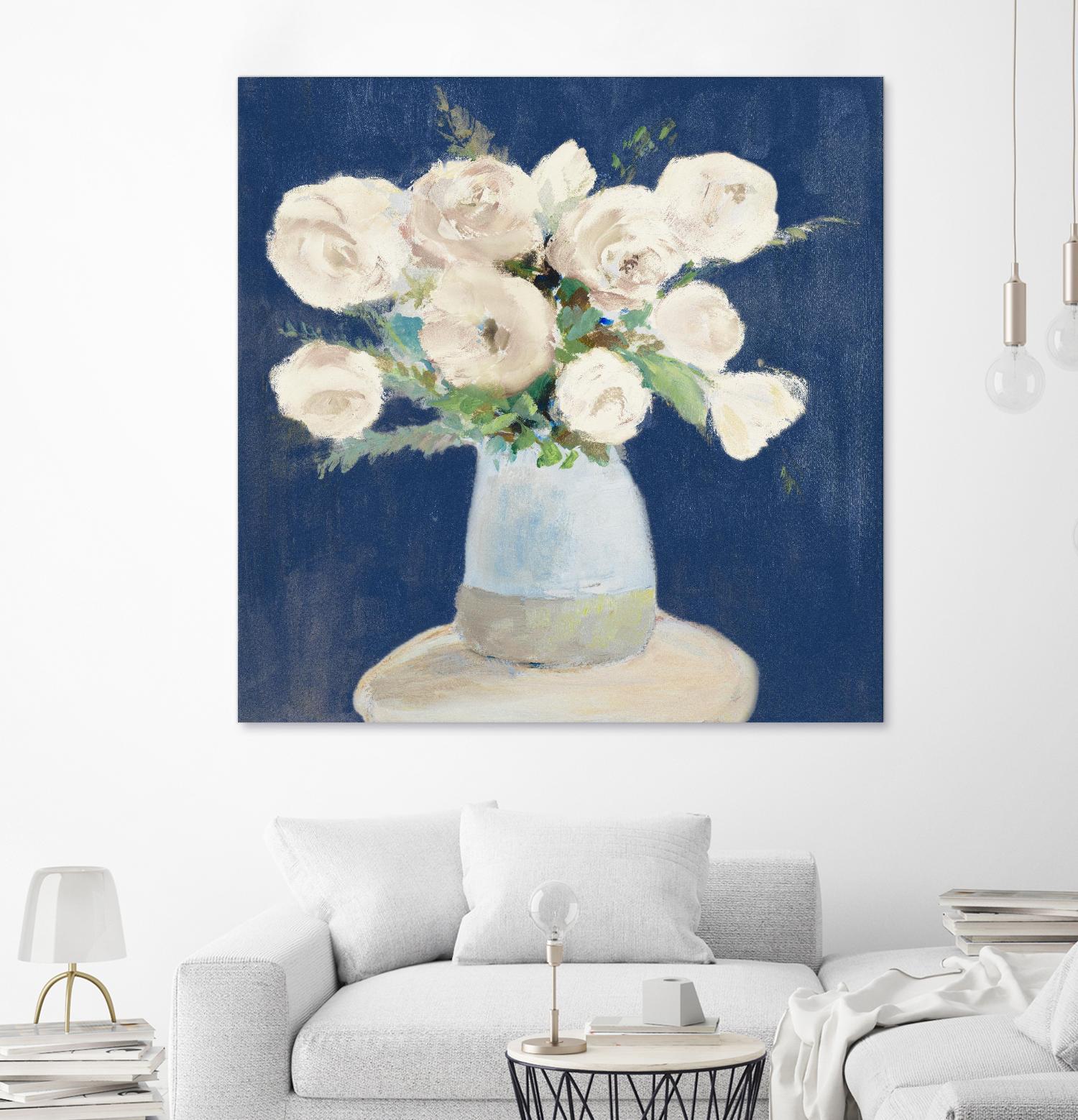 Peonies on Navy by Lanie Loreth on GIANT ART - floral
