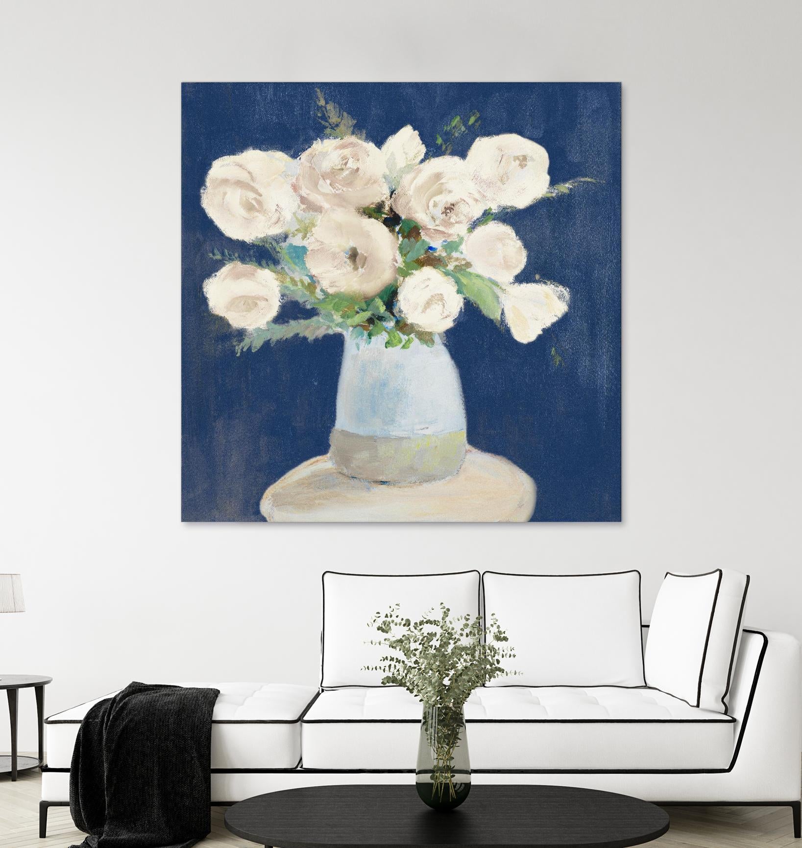 Peonies on Navy by Lanie Loreth on GIANT ART - floral