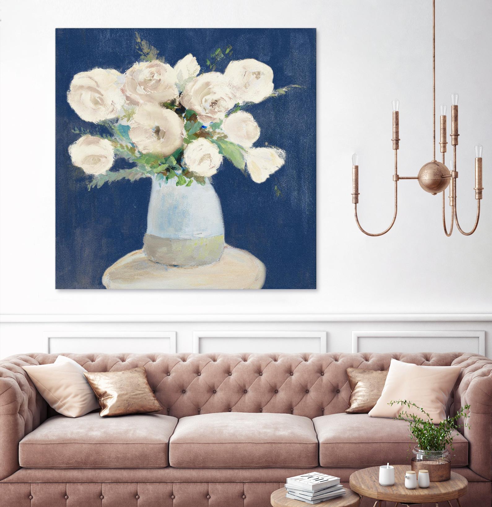Peonies on Navy by Lanie Loreth on GIANT ART - floral