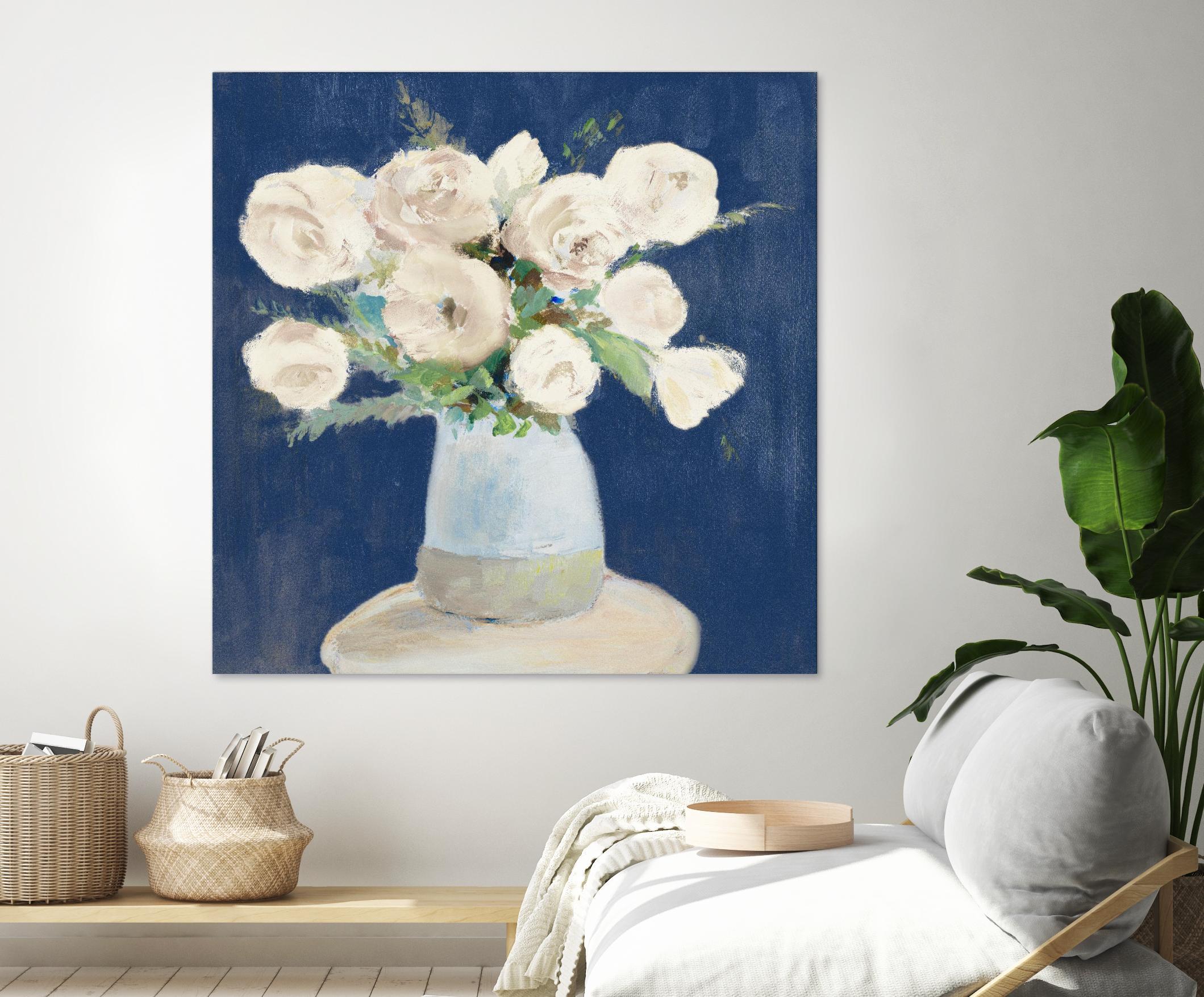 Peonies on Navy by Lanie Loreth on GIANT ART - floral