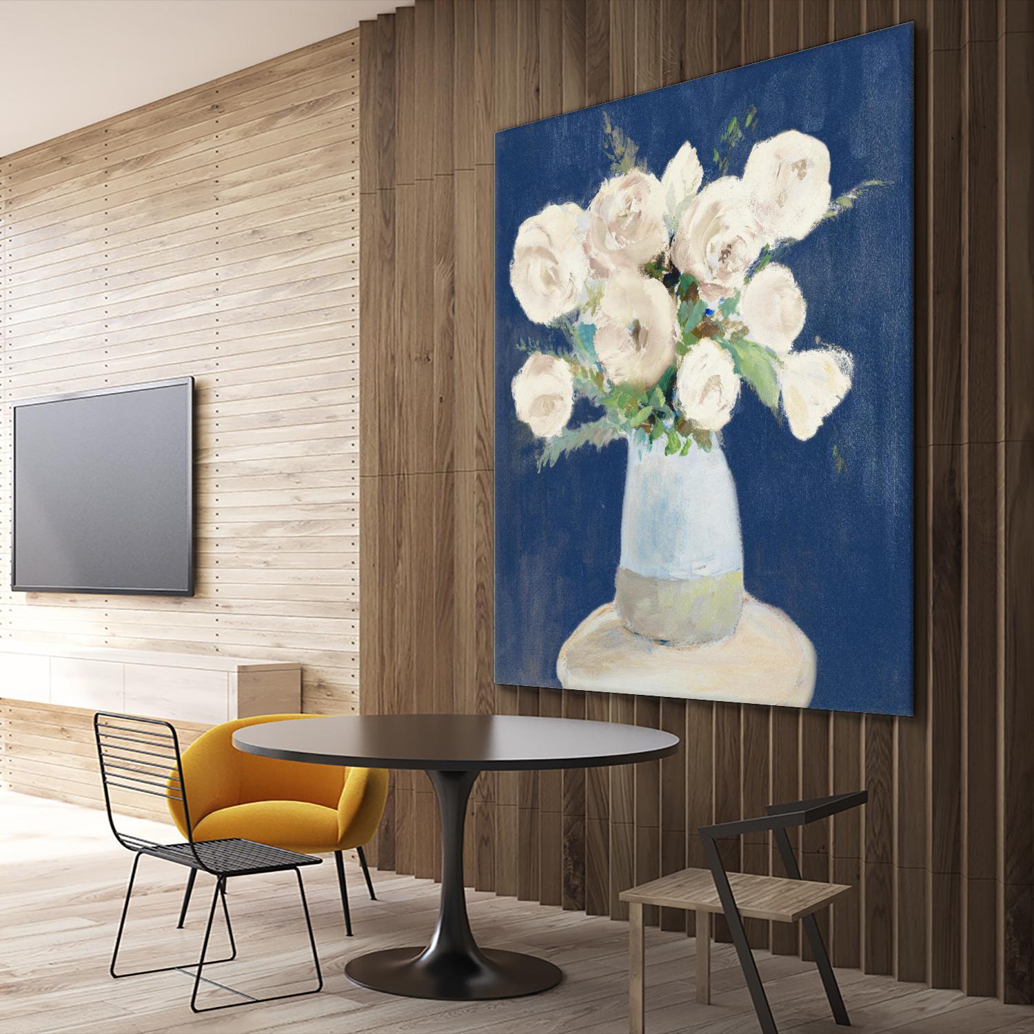 Peonies on Navy by Lanie Loreth on GIANT ART - floral