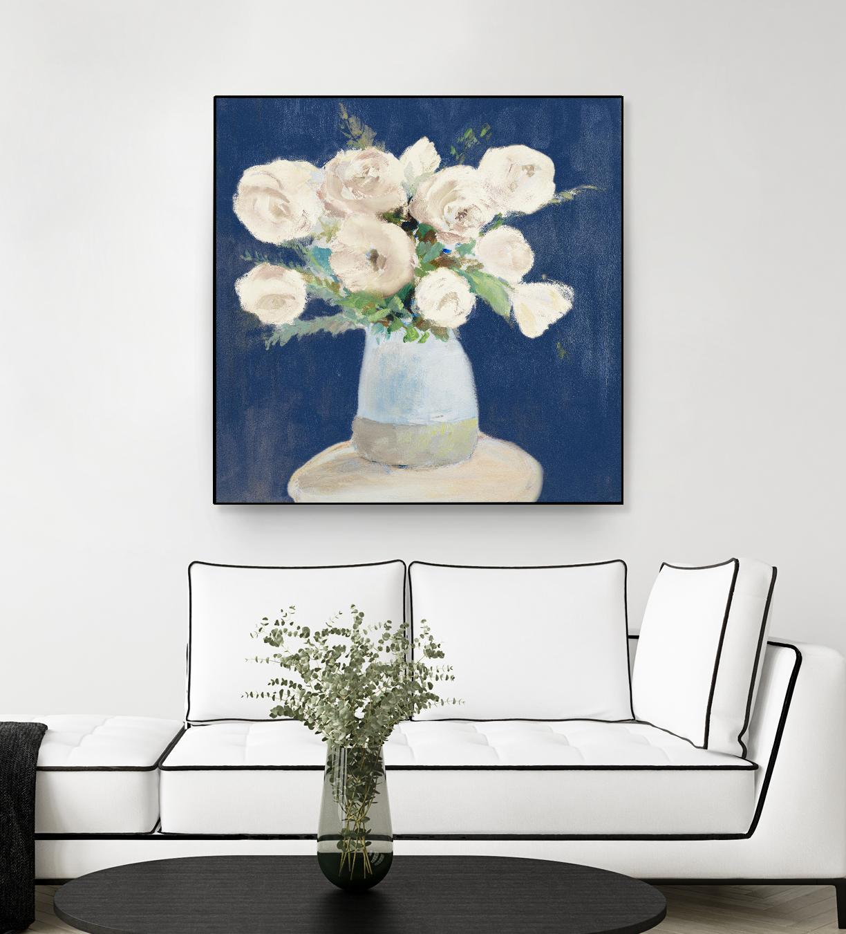 Peonies on Navy by Lanie Loreth on GIANT ART - floral