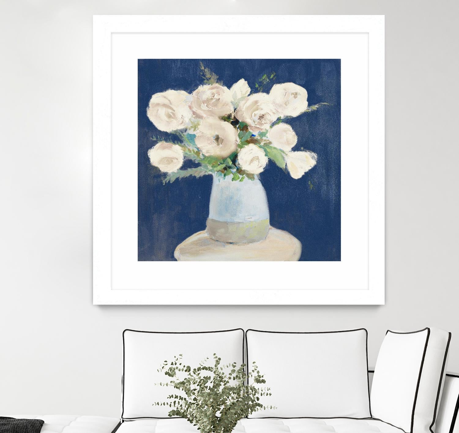Peonies on Navy by Lanie Loreth on GIANT ART - floral