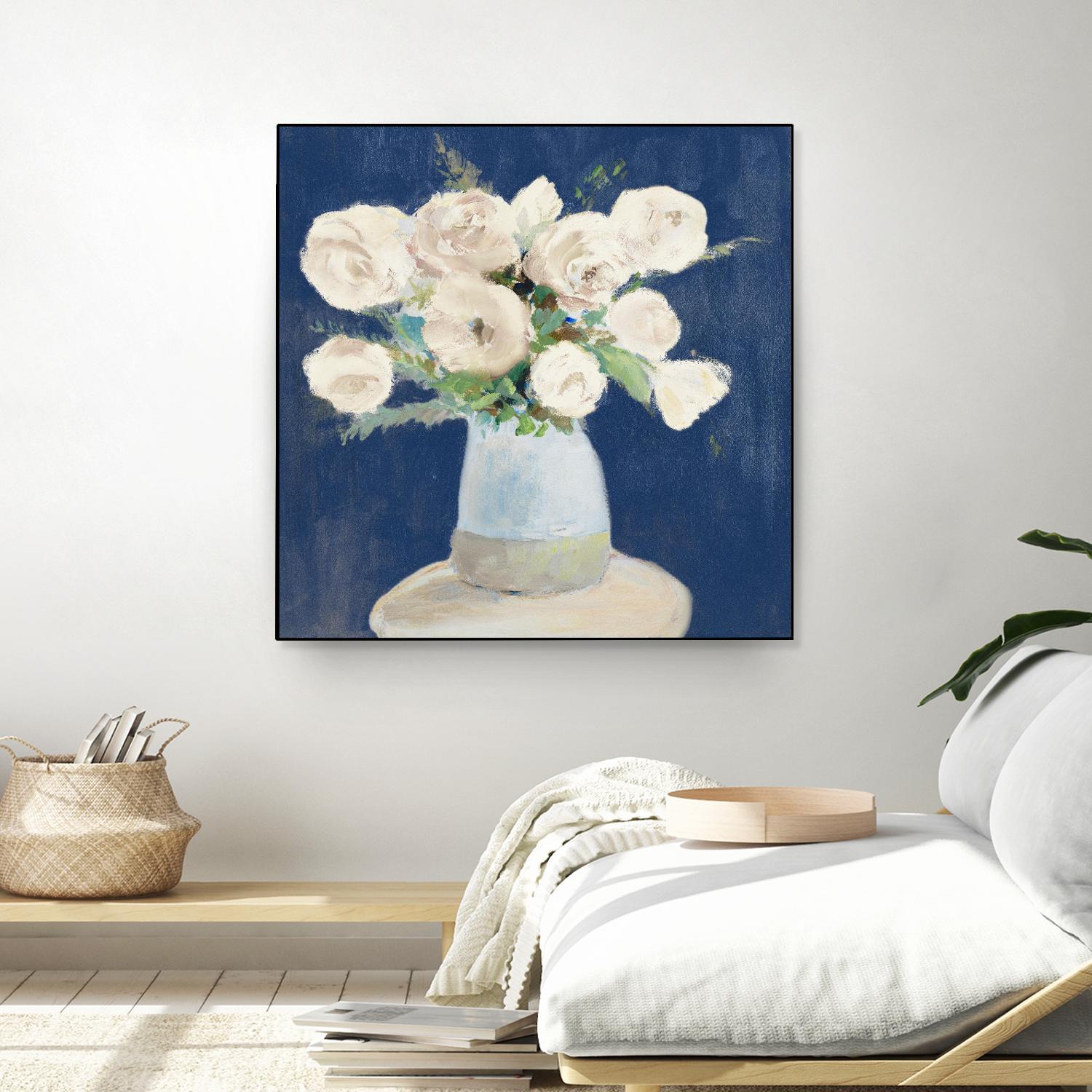 Peonies on Navy by Lanie Loreth on GIANT ART - floral