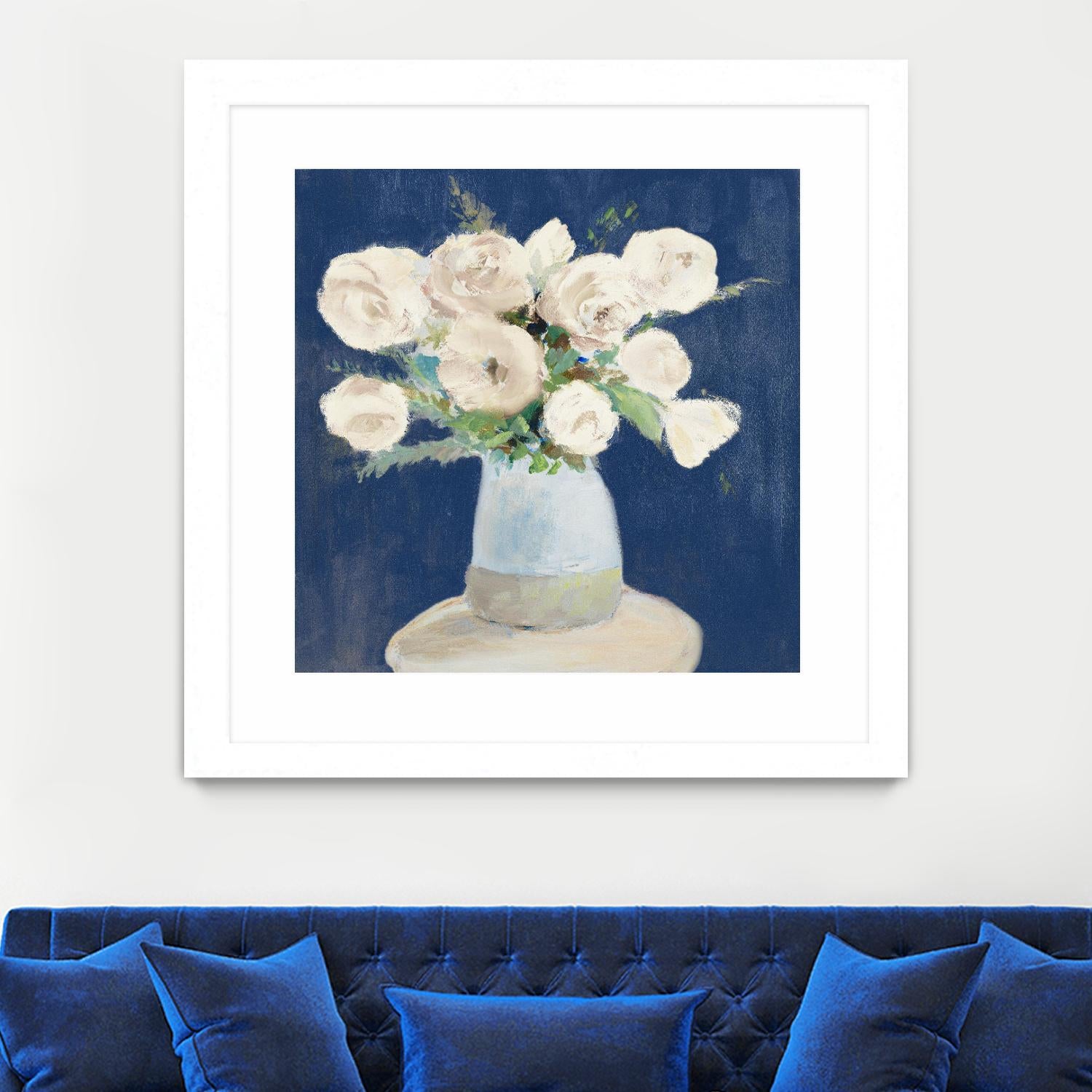 Peonies on Navy by Lanie Loreth on GIANT ART - floral