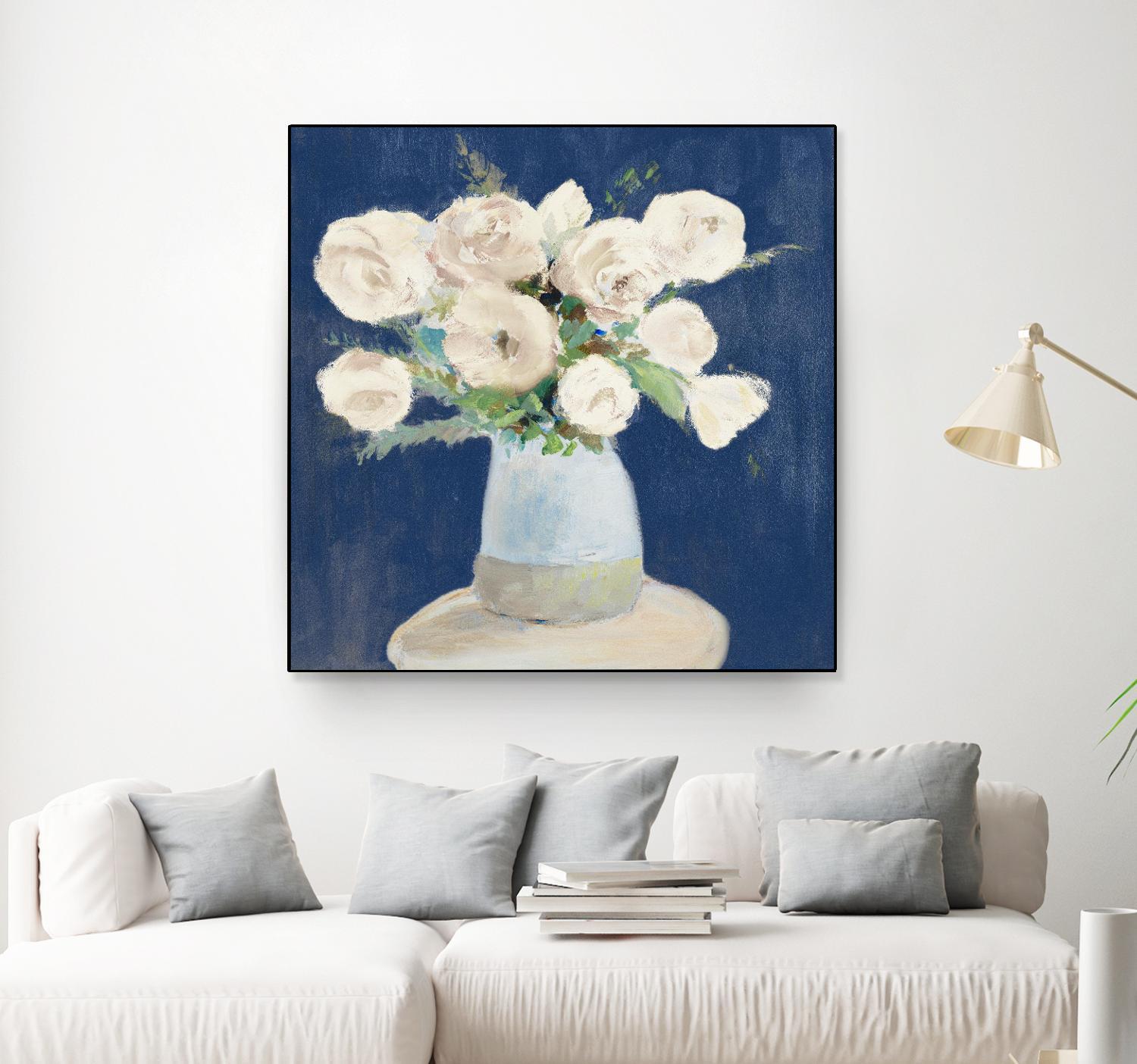 Peonies on Navy by Lanie Loreth on GIANT ART - floral