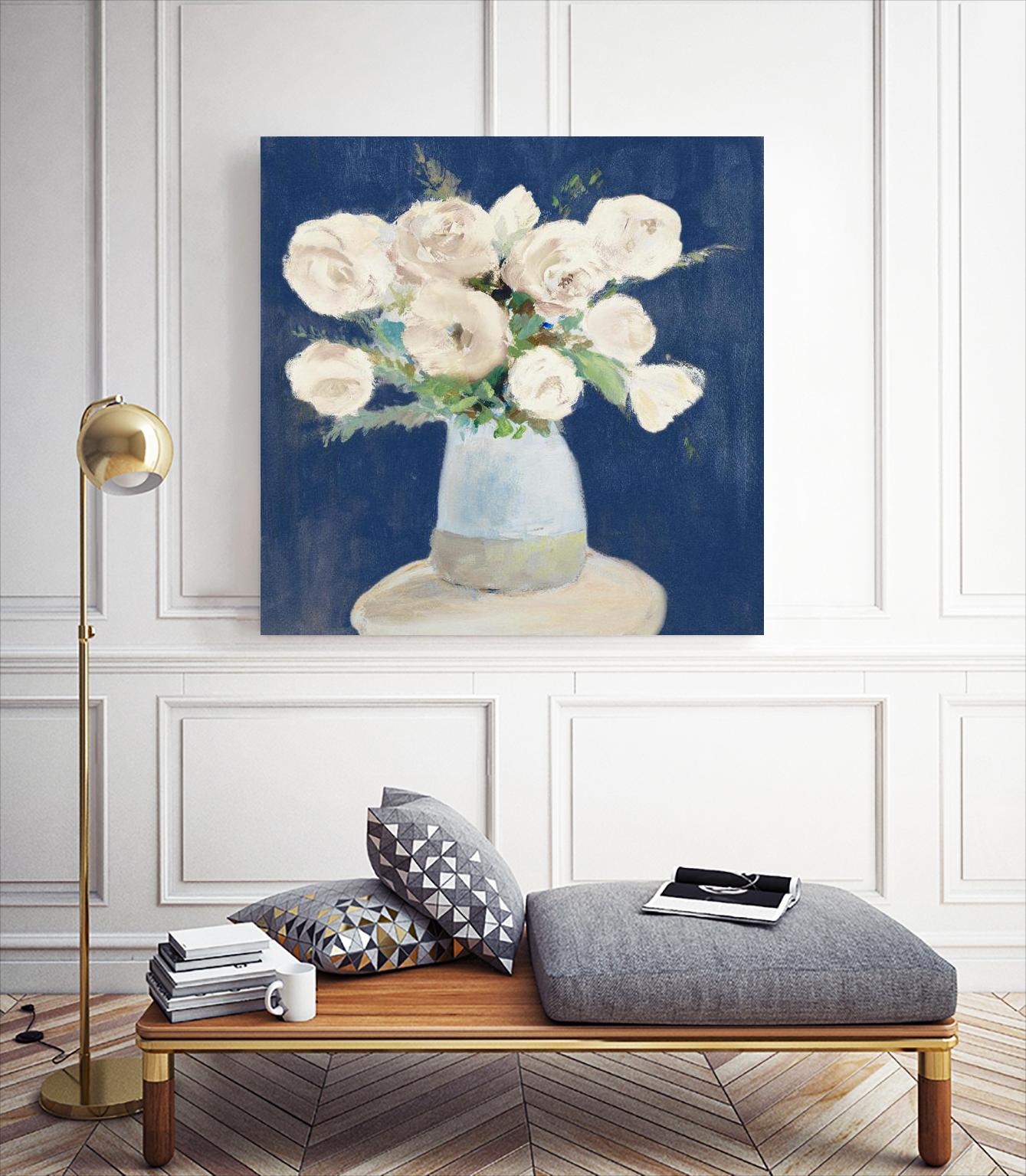 Peonies on Navy by Lanie Loreth on GIANT ART - floral