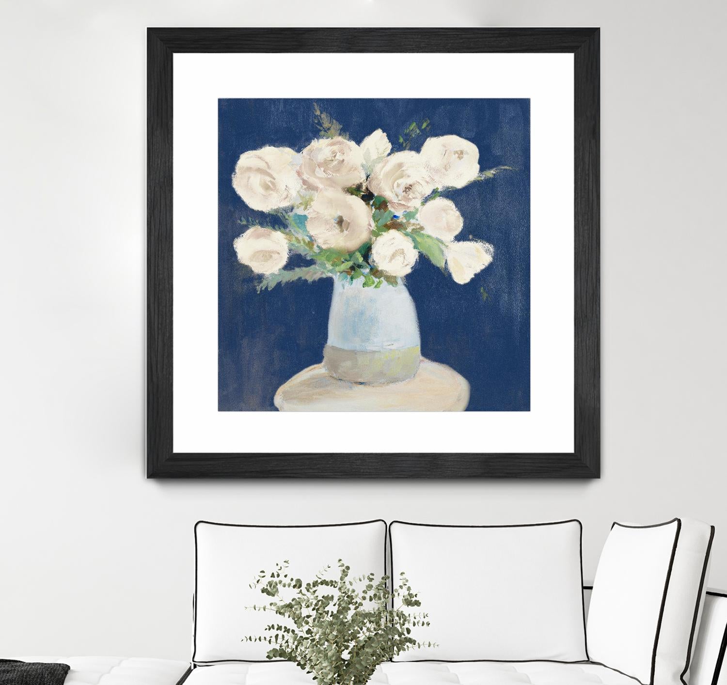 Peonies on Navy by Lanie Loreth on GIANT ART - floral