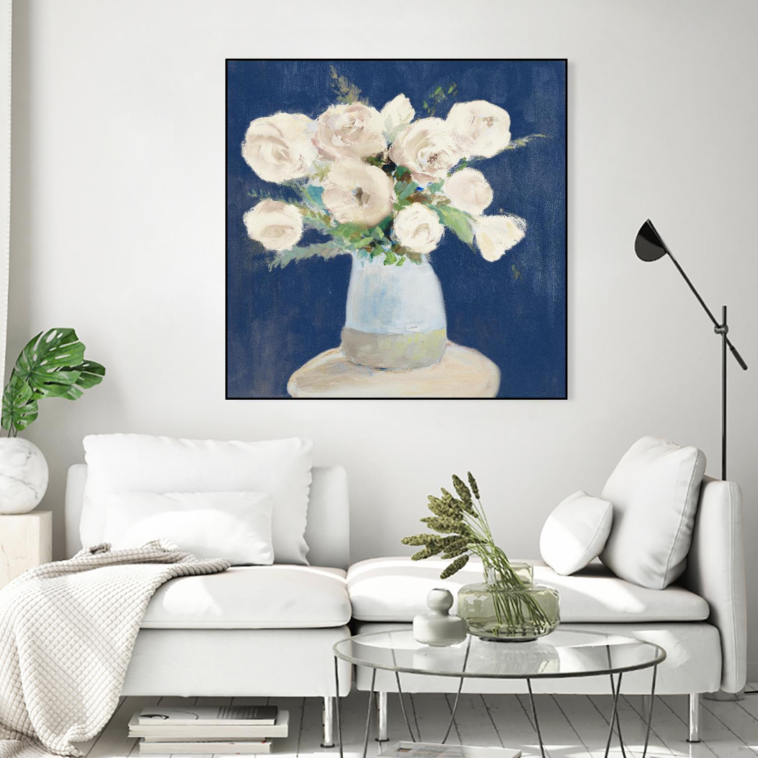 Peonies on Navy by Lanie Loreth on GIANT ART - floral
