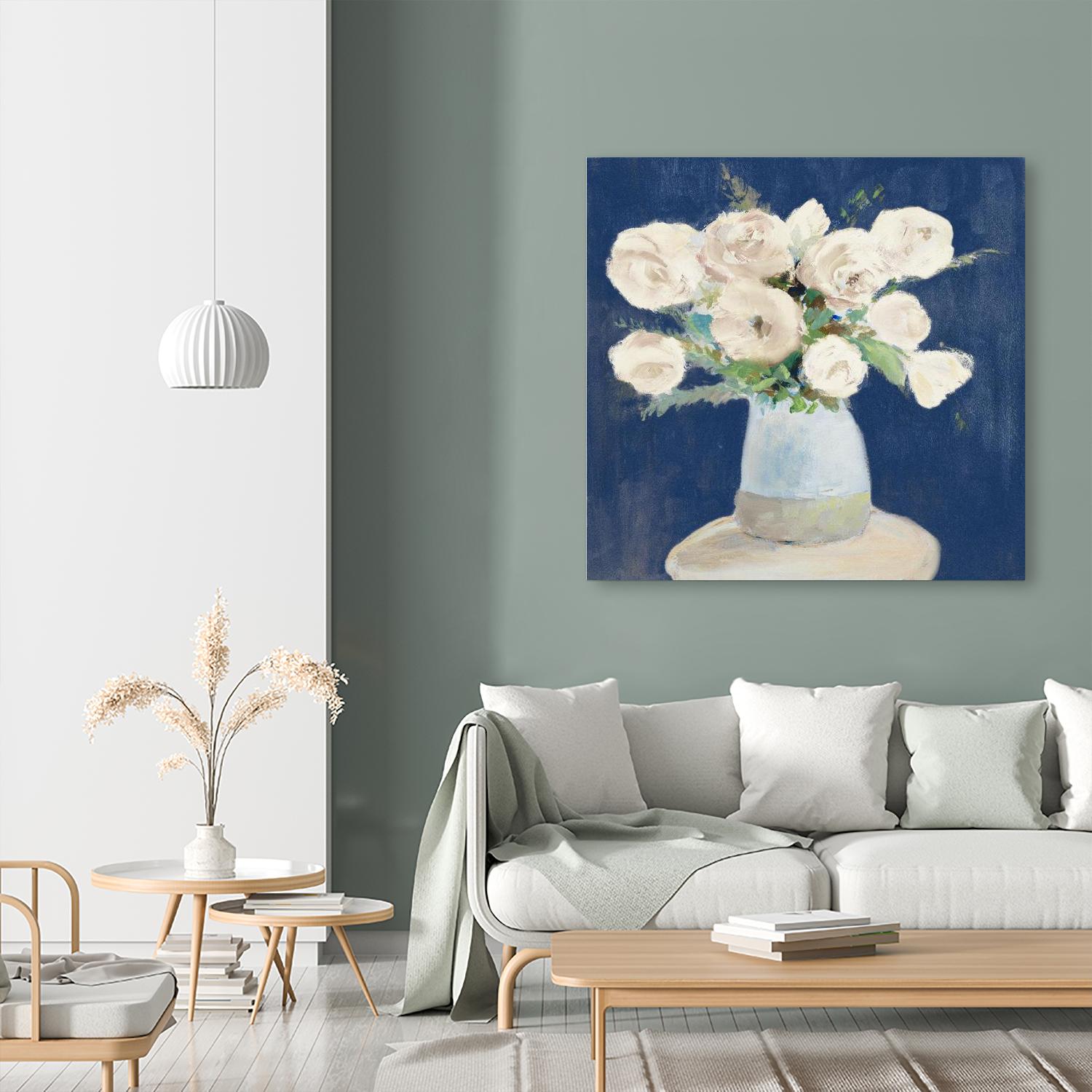 Peonies on Navy by Lanie Loreth on GIANT ART - floral
