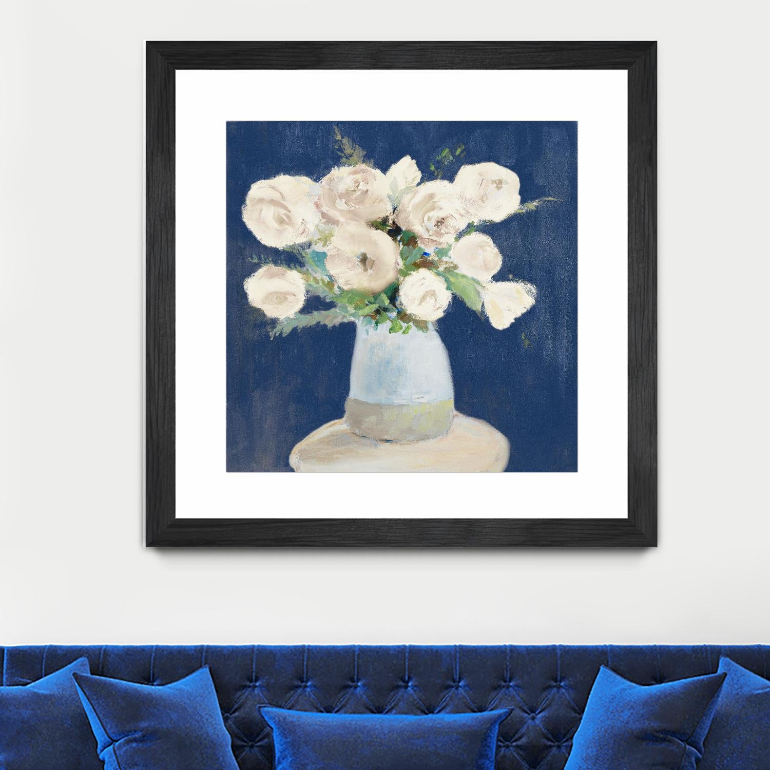 Peonies on Navy by Lanie Loreth on GIANT ART - floral