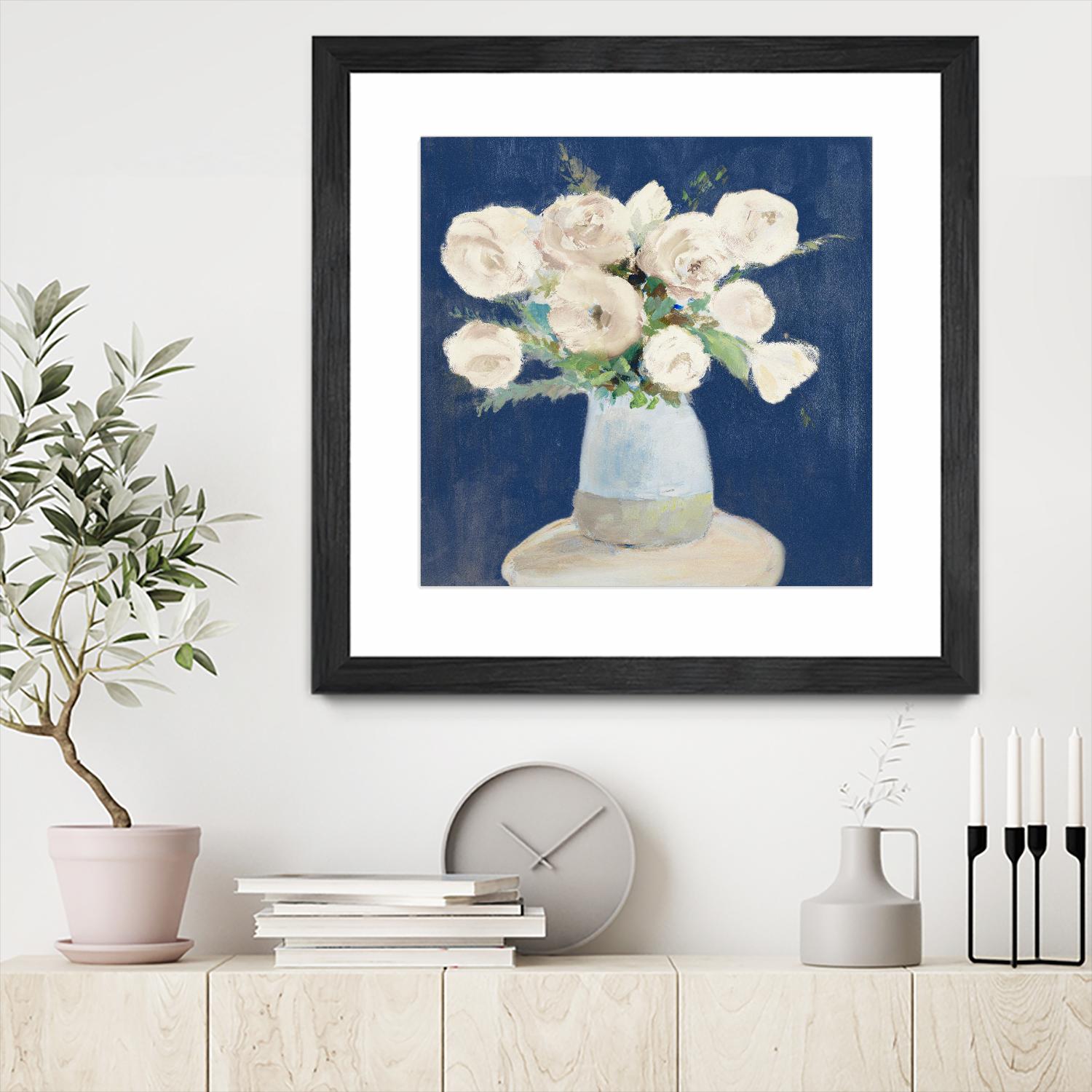 Peonies on Navy by Lanie Loreth on GIANT ART - floral