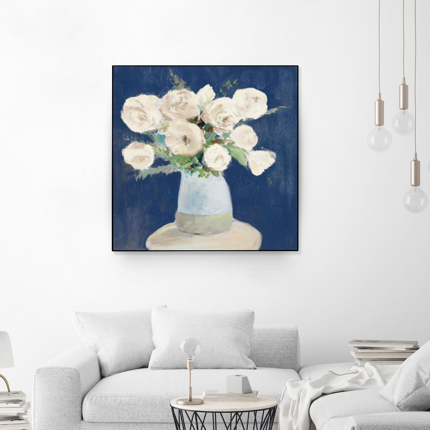 Peonies on Navy by Lanie Loreth on GIANT ART - floral