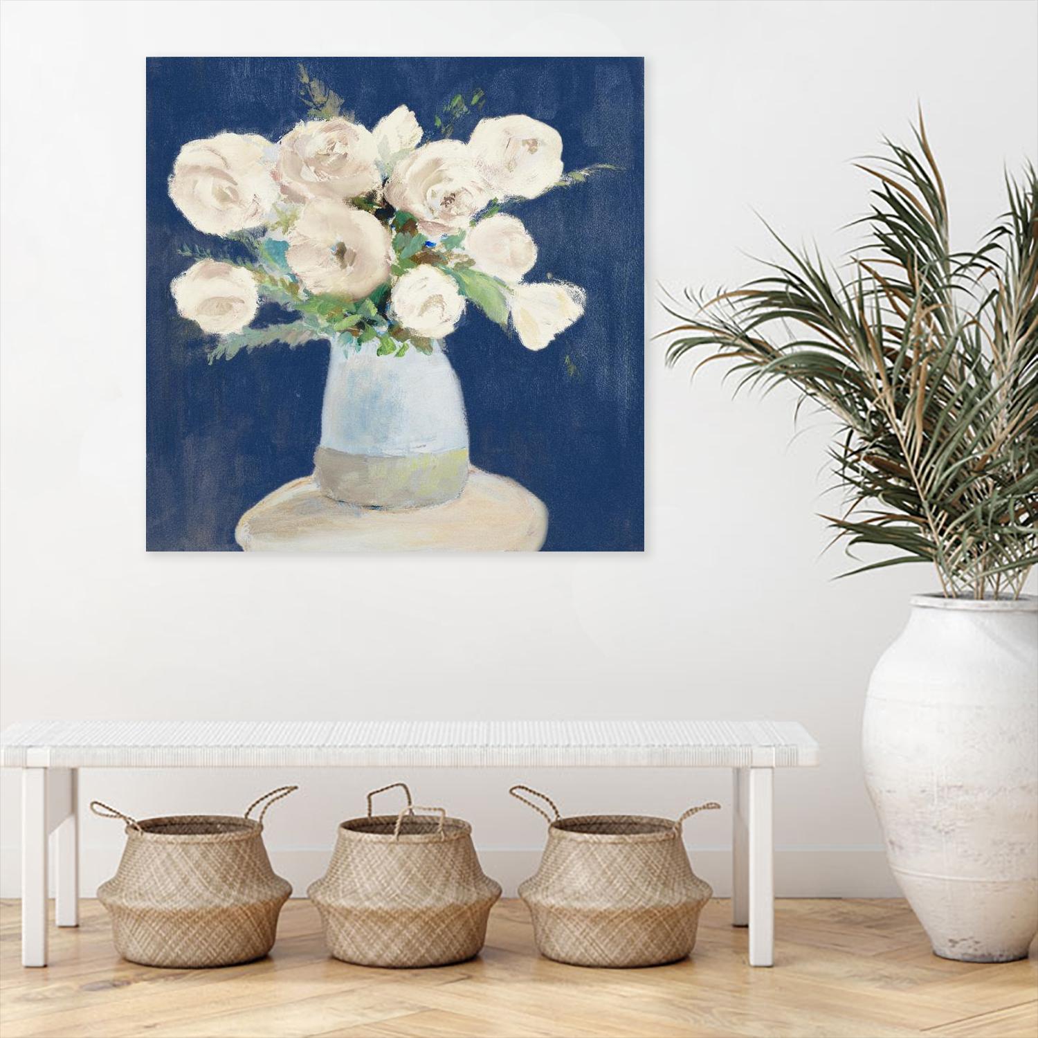 Peonies on Navy by Lanie Loreth on GIANT ART - floral