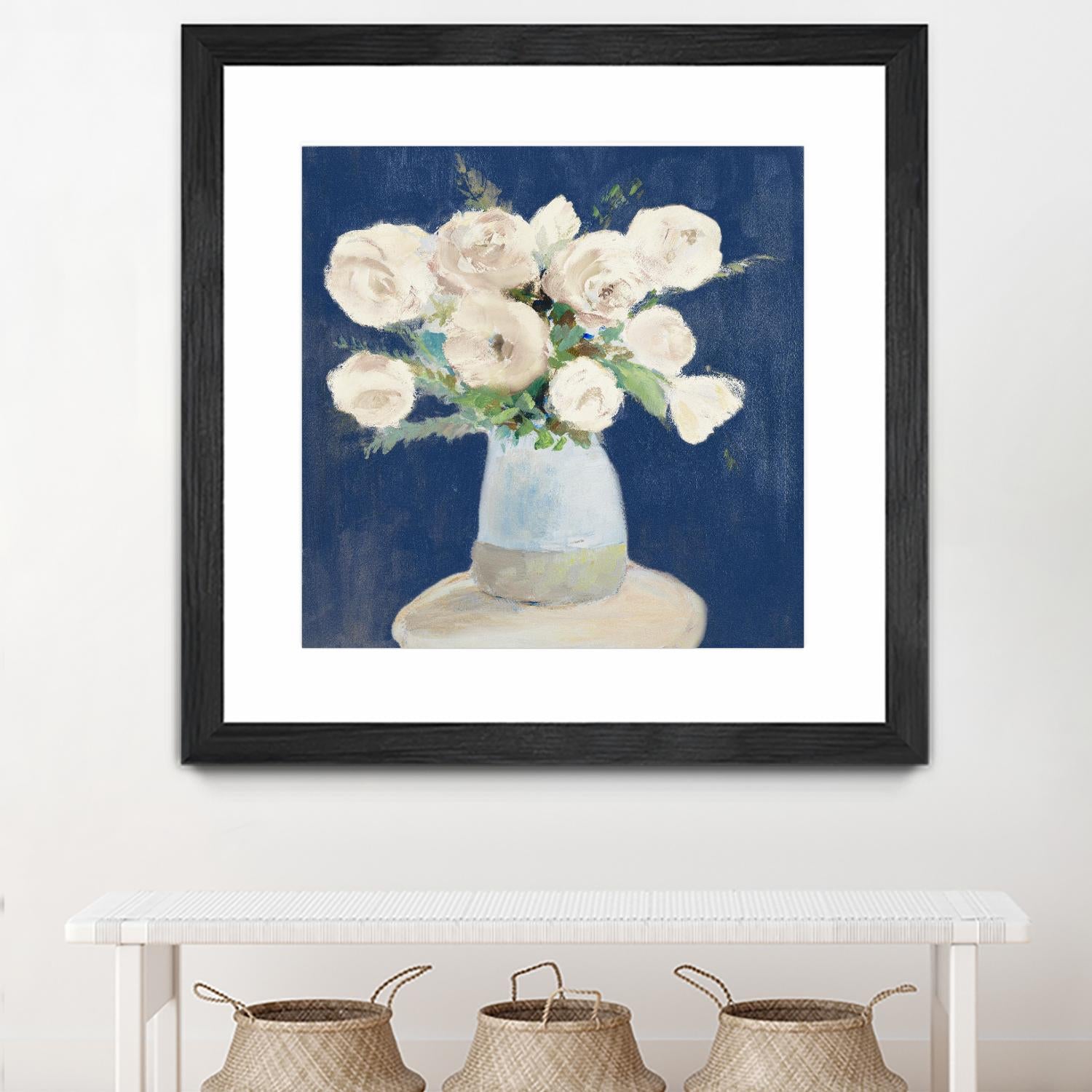 Peonies on Navy by Lanie Loreth on GIANT ART - floral