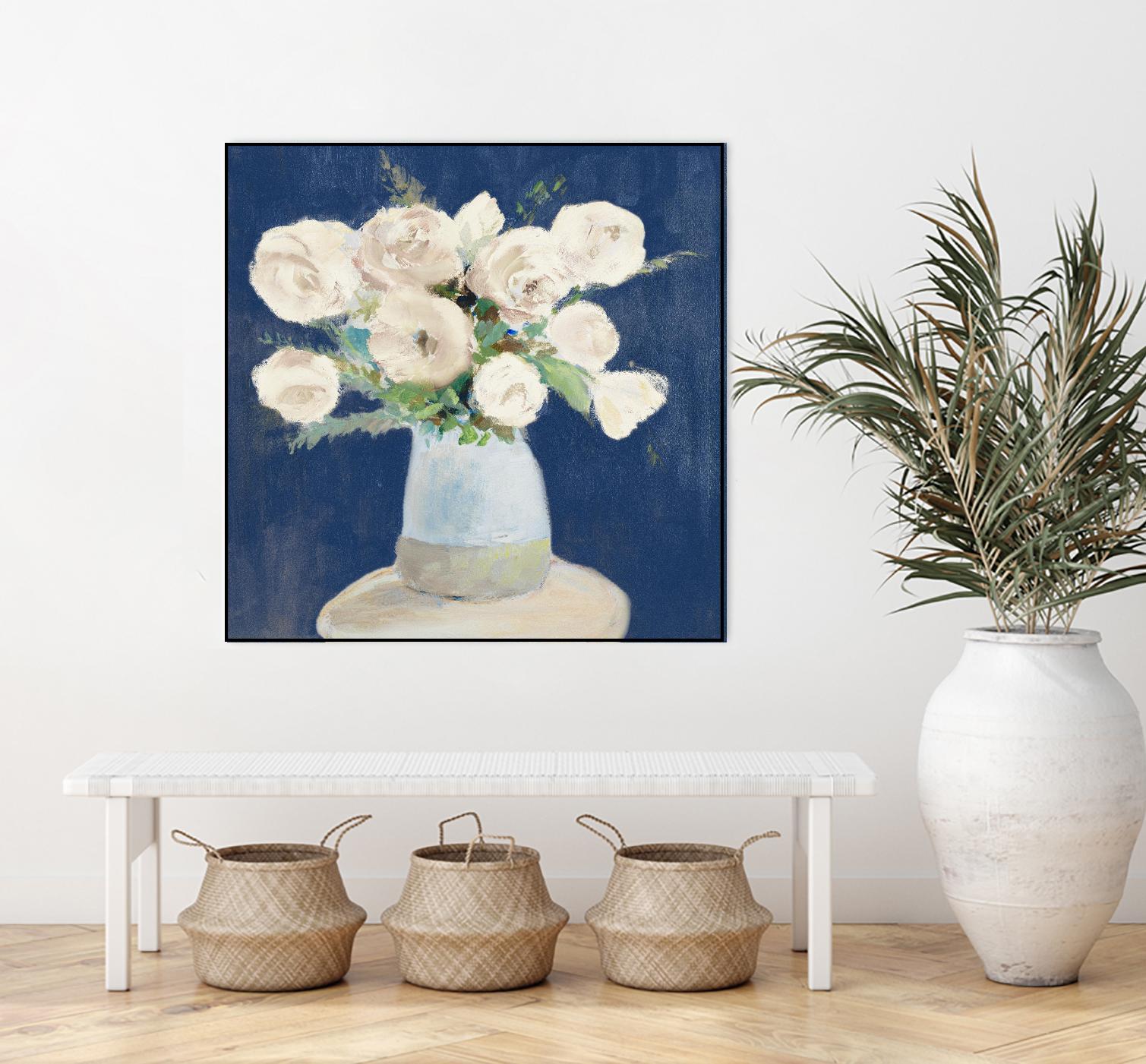 Peonies on Navy by Lanie Loreth on GIANT ART - floral