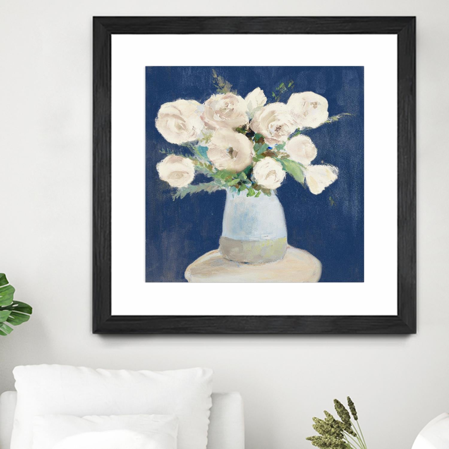 Peonies on Navy by Lanie Loreth on GIANT ART - floral