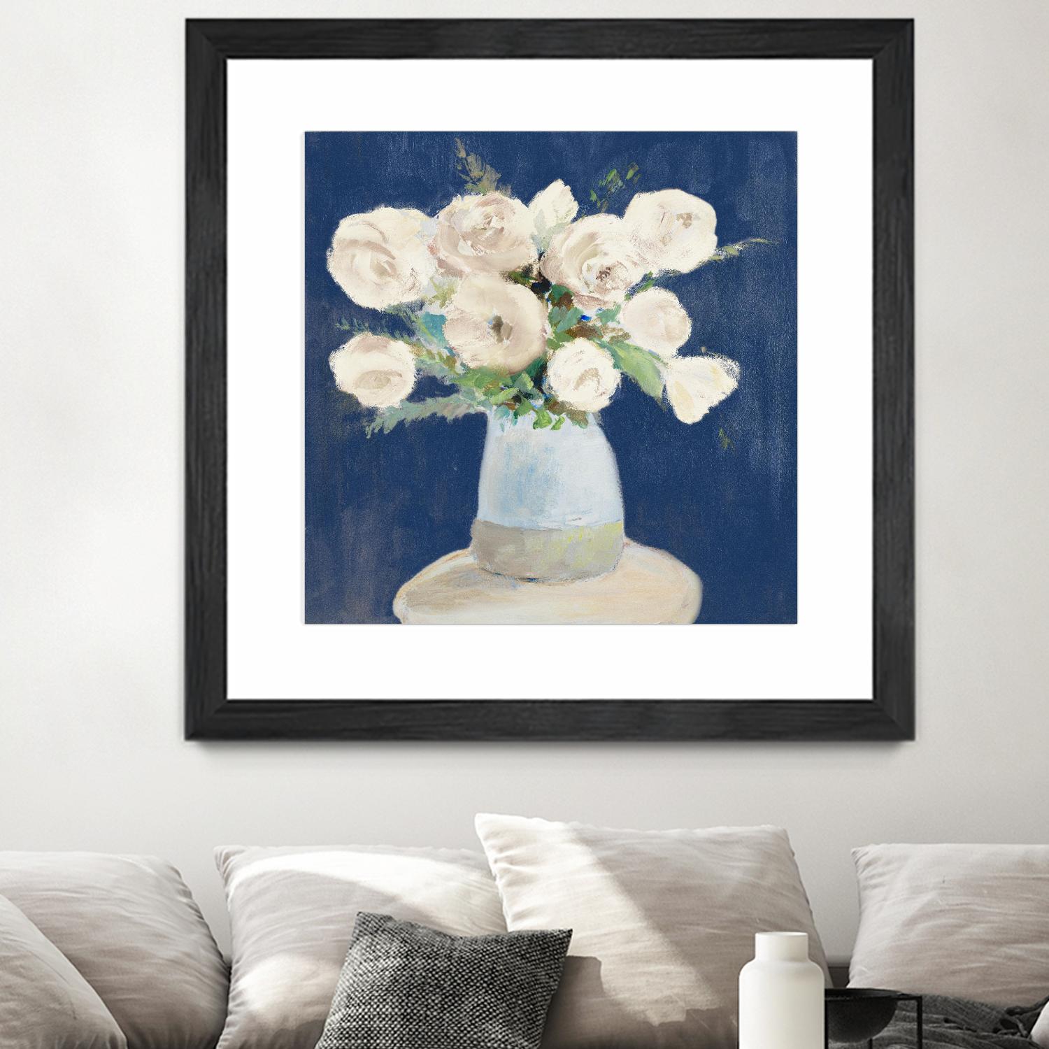 Peonies on Navy by Lanie Loreth on GIANT ART - floral