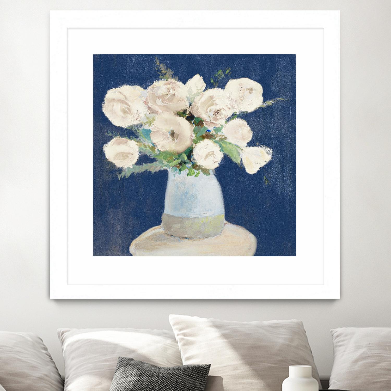 Peonies on Navy by Lanie Loreth on GIANT ART - floral